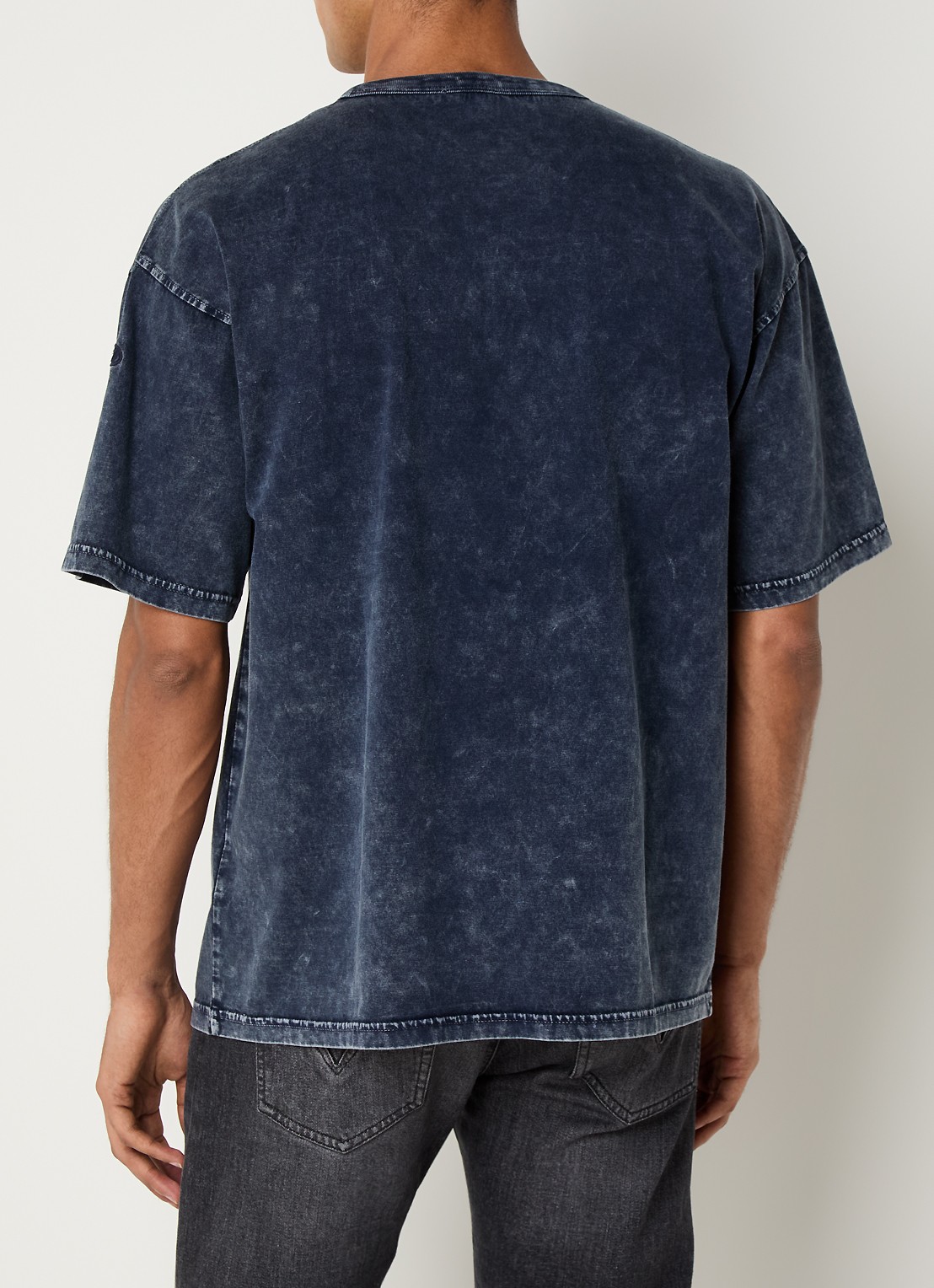 Diesel T-Boxt-Den T-shirt met logoborduring - achterkant 4 donkerblauw