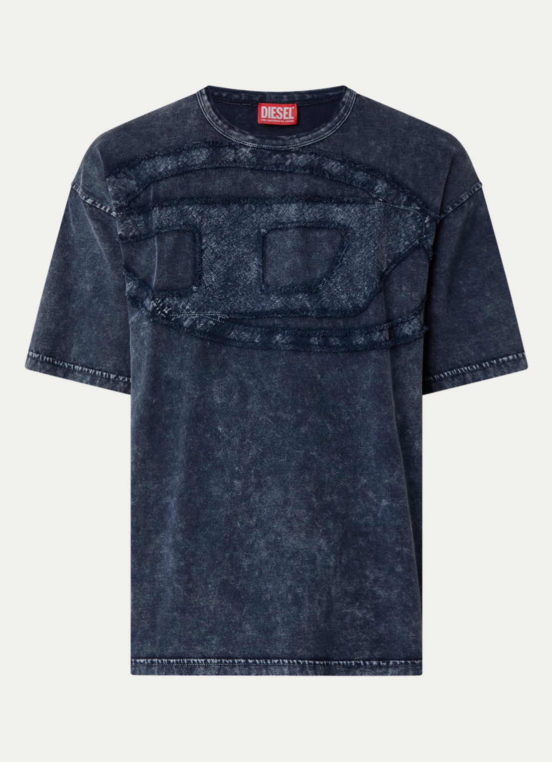 Diesel T-Boxt-Den T-shirt met logoborduring - voorkant donkerblauw