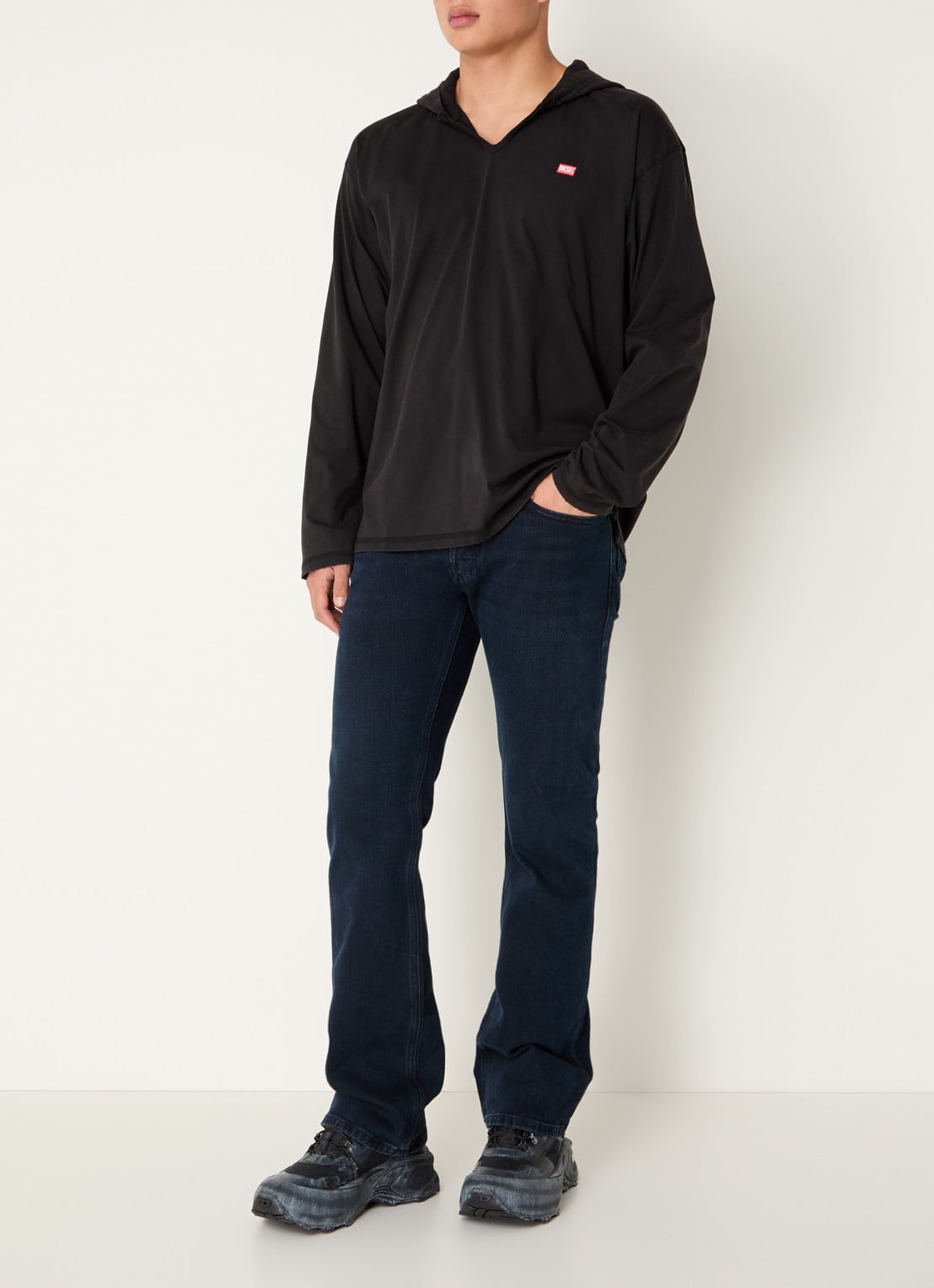 Diesel T-Boxt hoodie met logo - voorkant 4 zwart