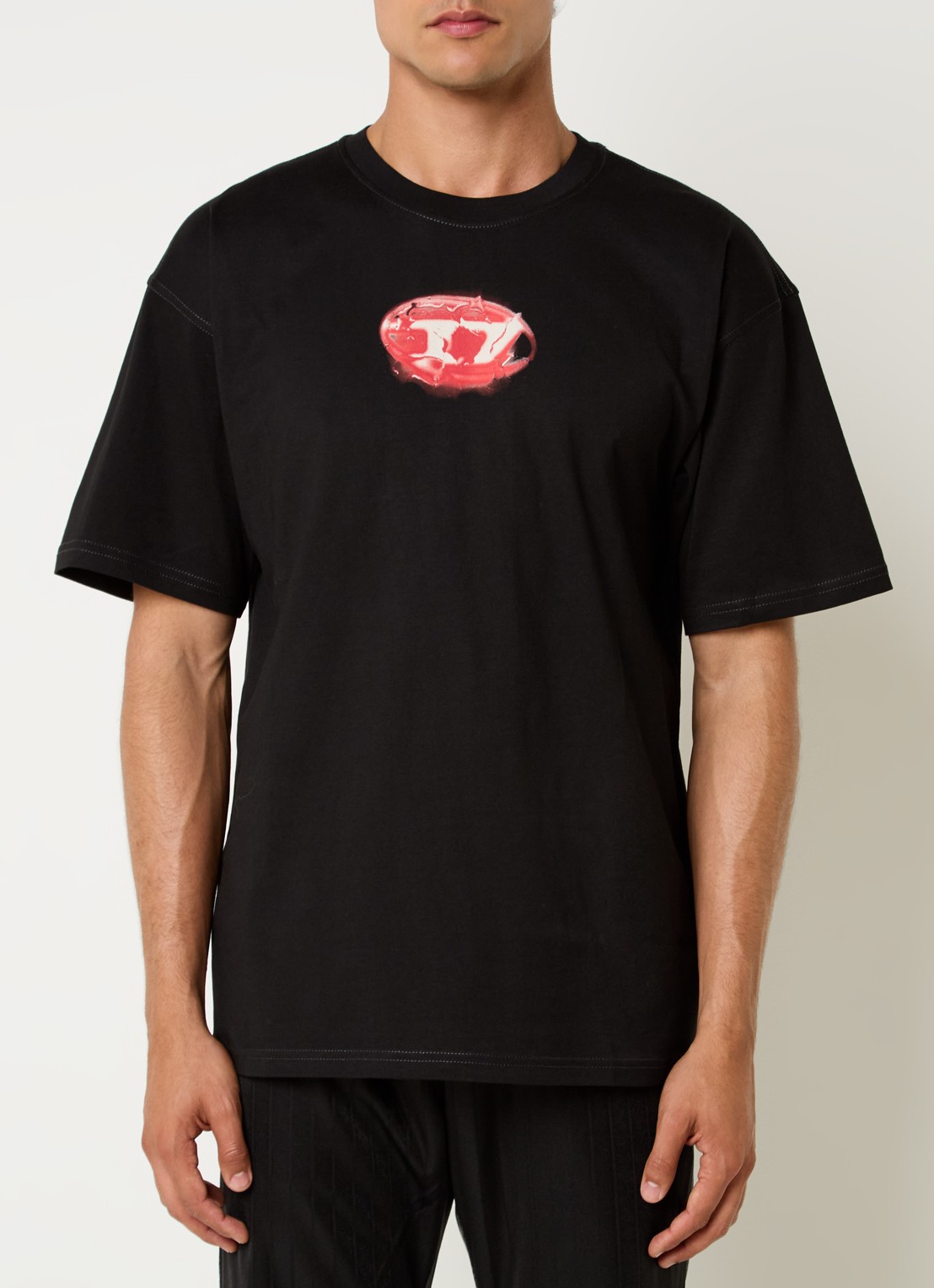 Diesel T-Boxt-K3 T-shirt met logoprint - detail zwart