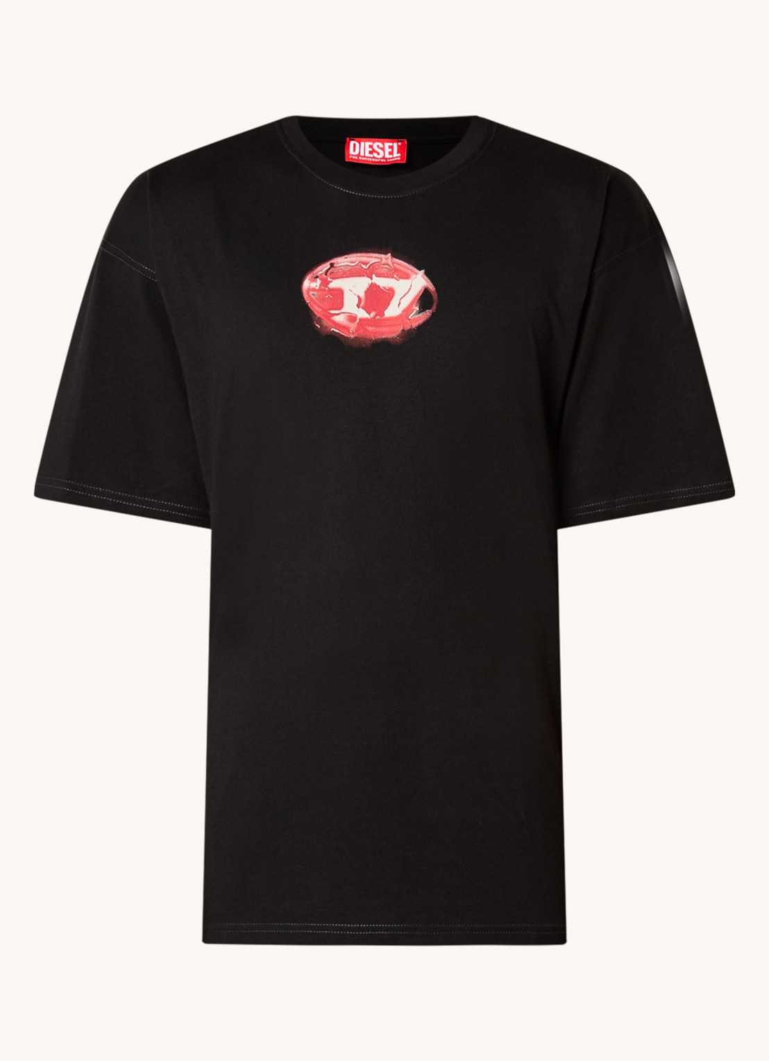 Diesel T-Boxt-K3 T-shirt met logoprint - voorkant 3 zwart