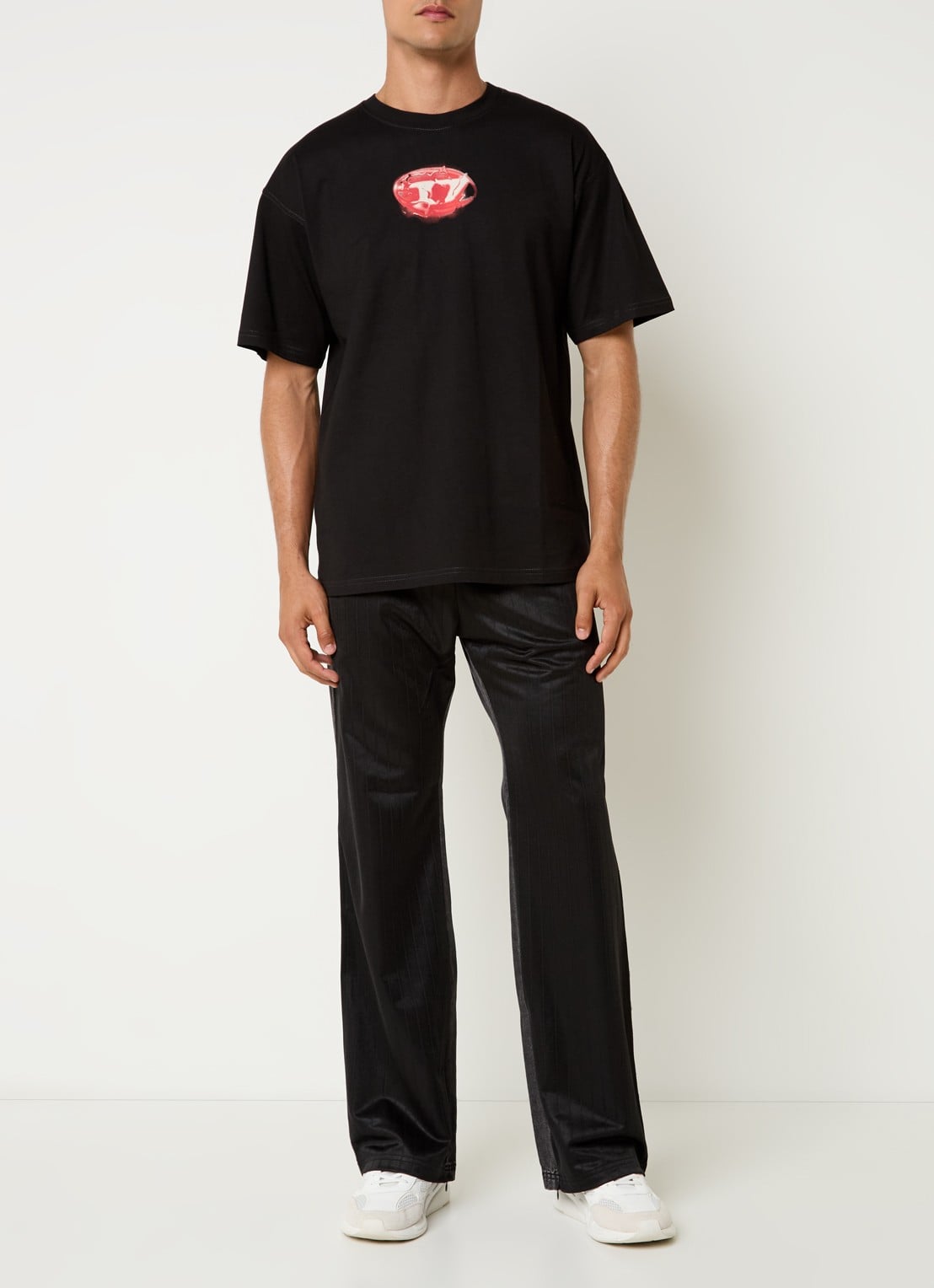 Diesel T-Boxt-K3 T-shirt met logoprint - voorkant 4 zwart