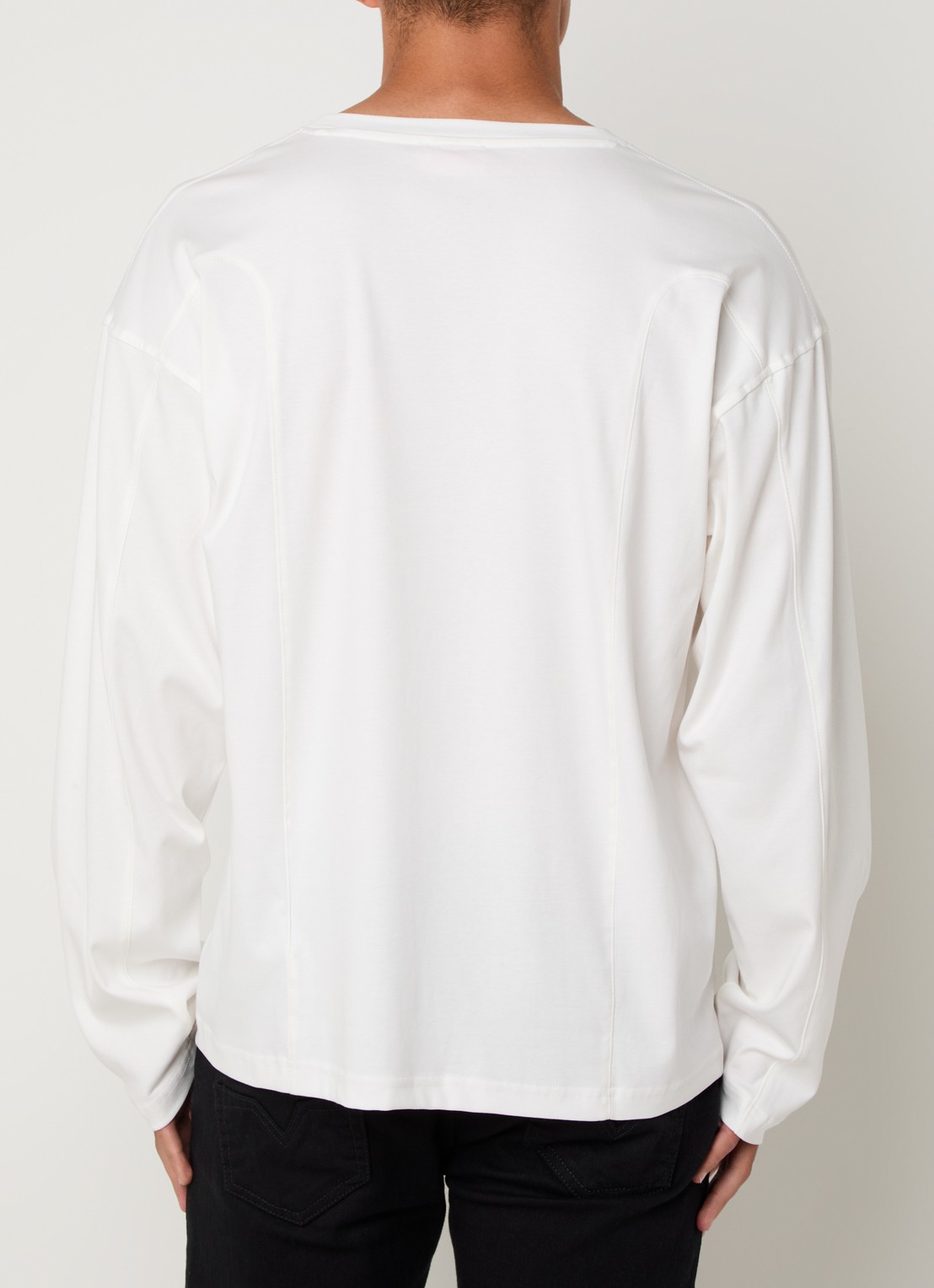 Diesel T-Boxt longsleeve met logoborduring - achterkant 3 gebroken wit