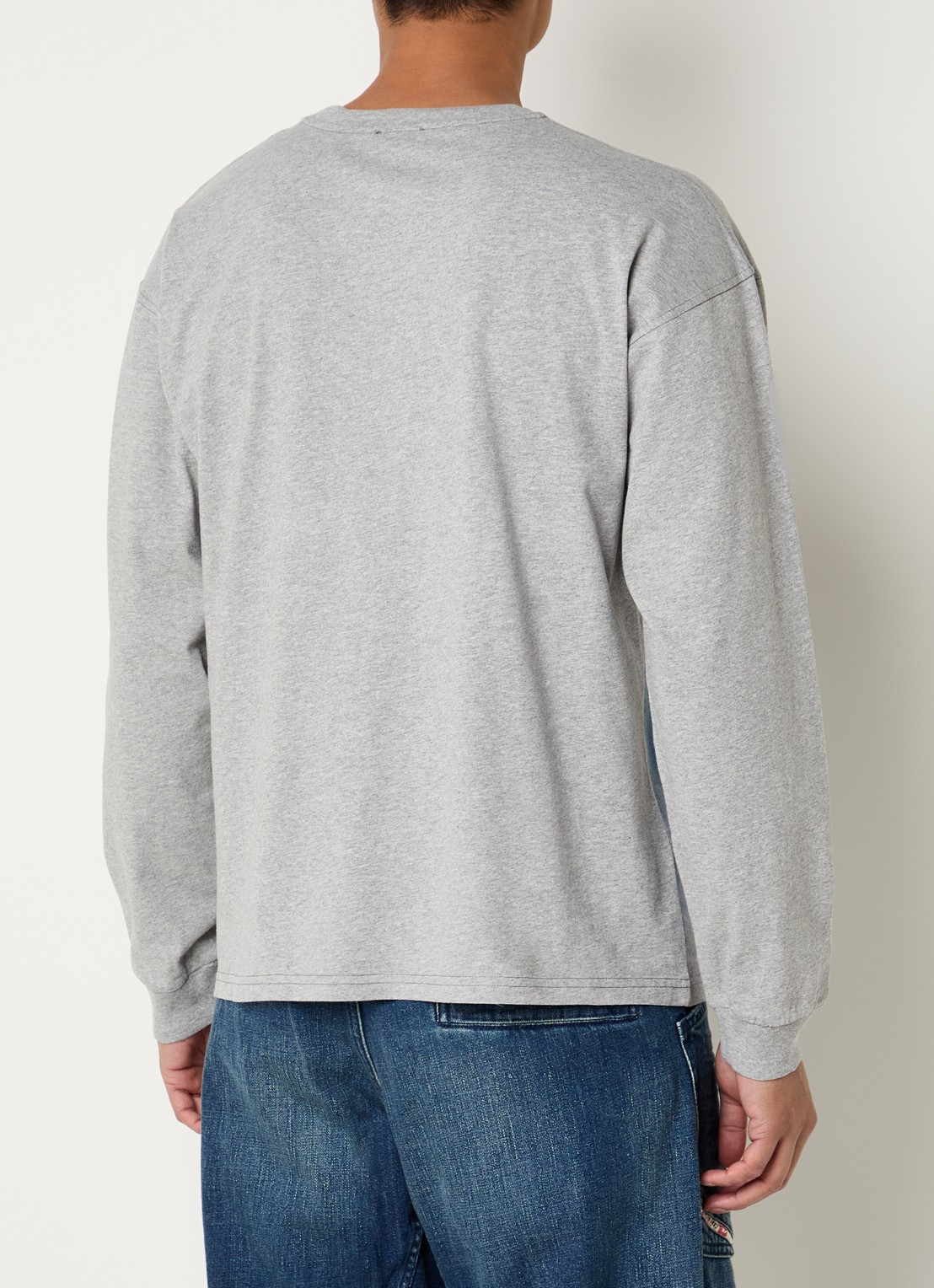 Diesel T-Boxt-Ls-V1 longsleeve met print en gemêleerd dessin - achterkant 3 grijsmele