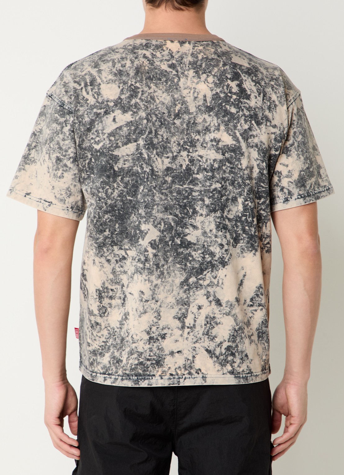 Diesel T-Boxt-R9 T-shirt met flock logoprint - achterkant beige