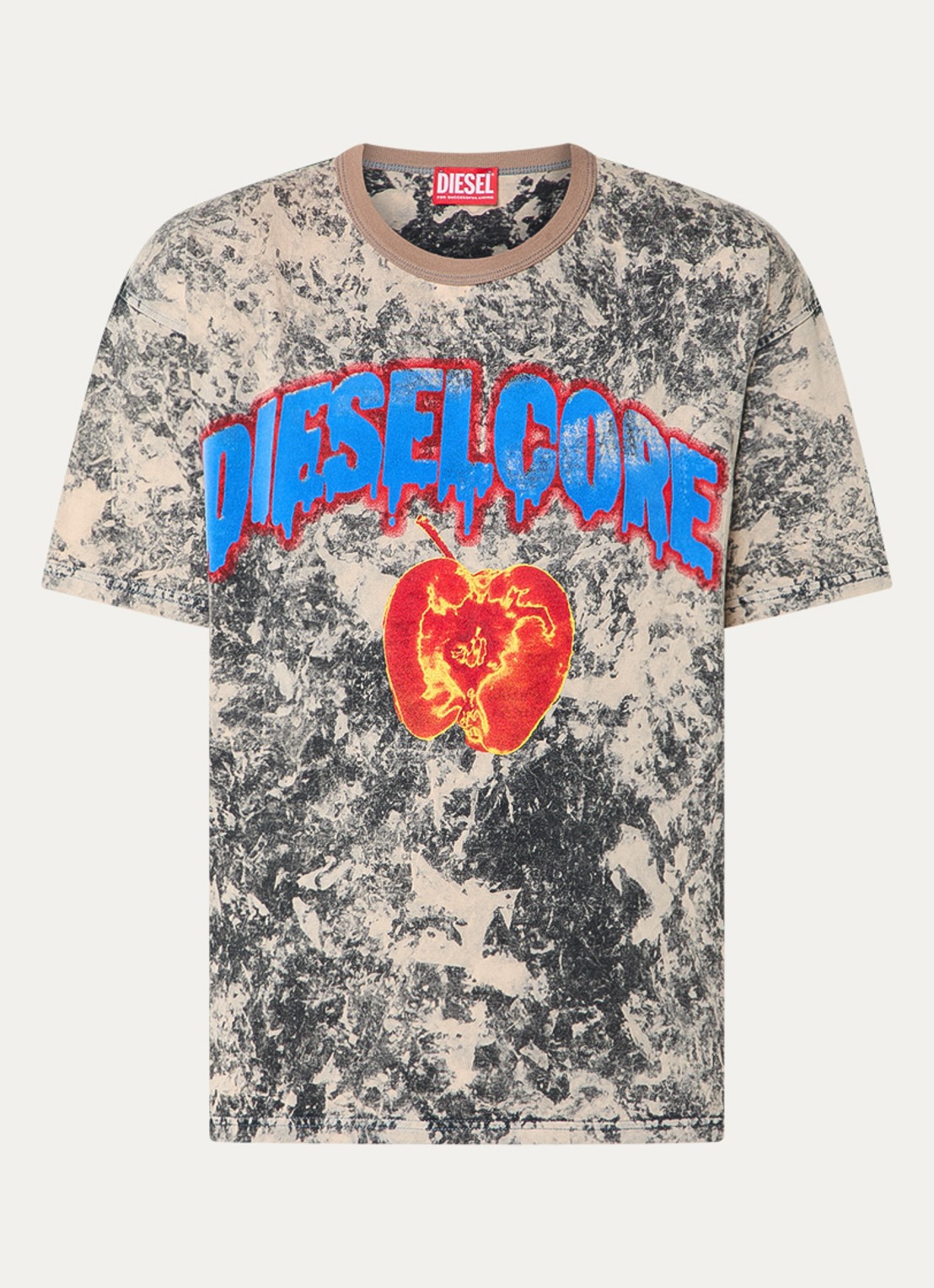 Diesel T-Boxt-R9 T-shirt met flock logoprint - voorkant 4 beige
