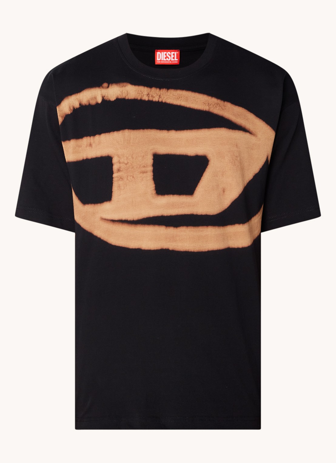 Diesel T-boxt T-shirt met logoprint - voorkant camel
