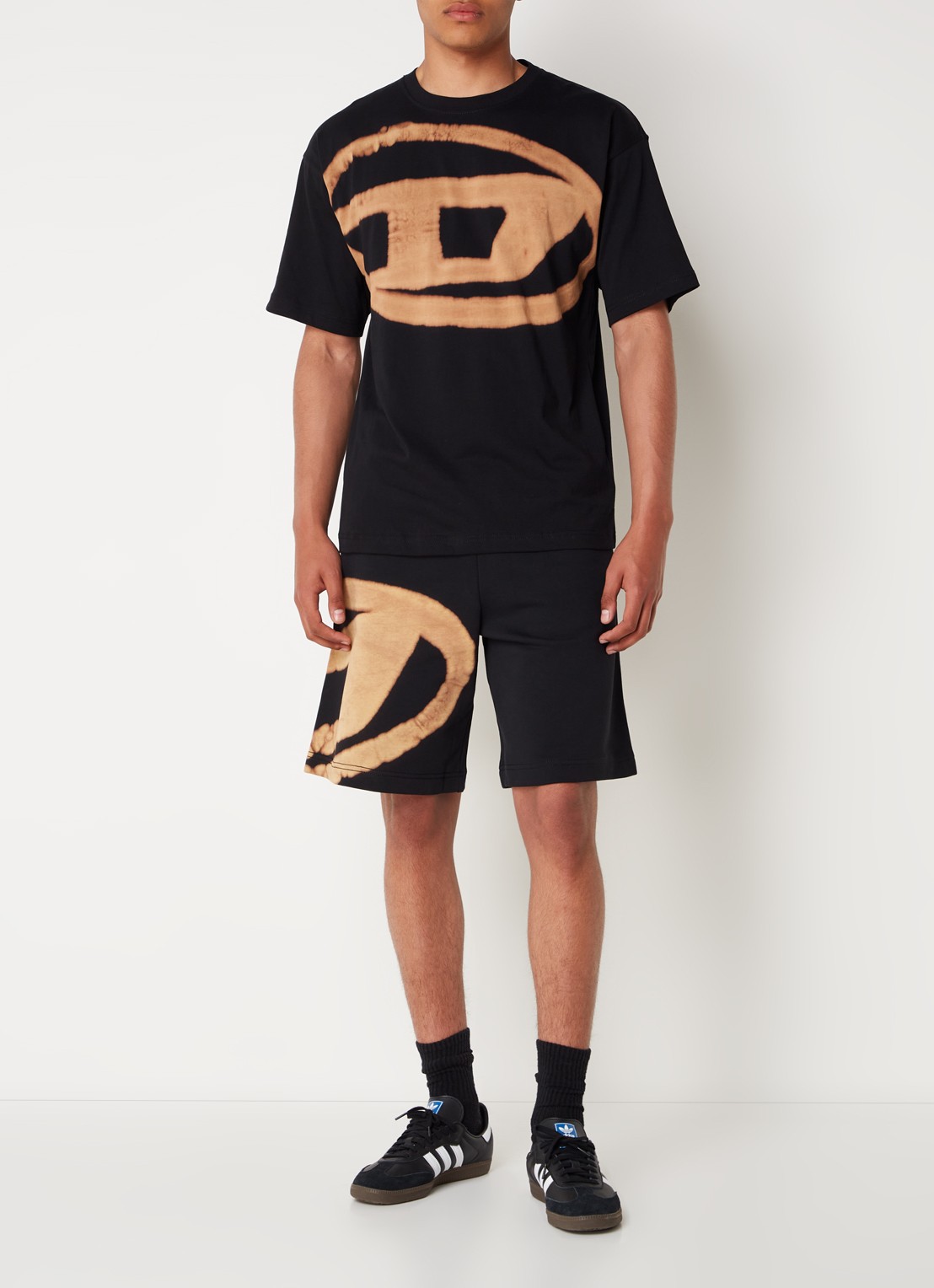 Diesel T-boxt T-shirt met logoprint - voorkant 2 camel