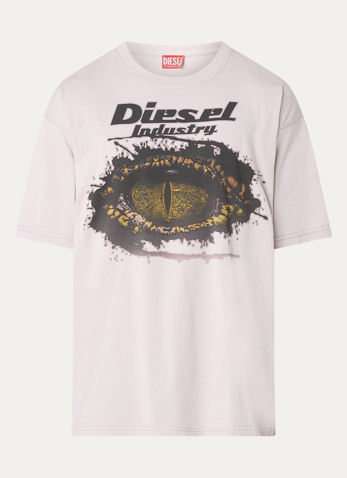Diesel T-boxt T-shirt met logoprint - voorkant creme