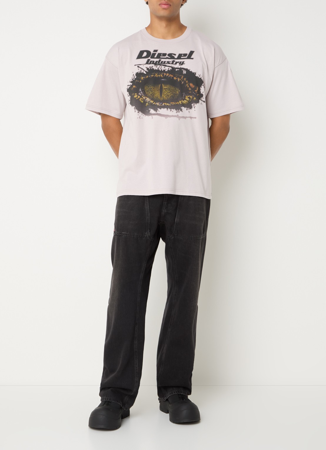 Diesel T-boxt T-shirt met logoprint - voorkant 2 creme