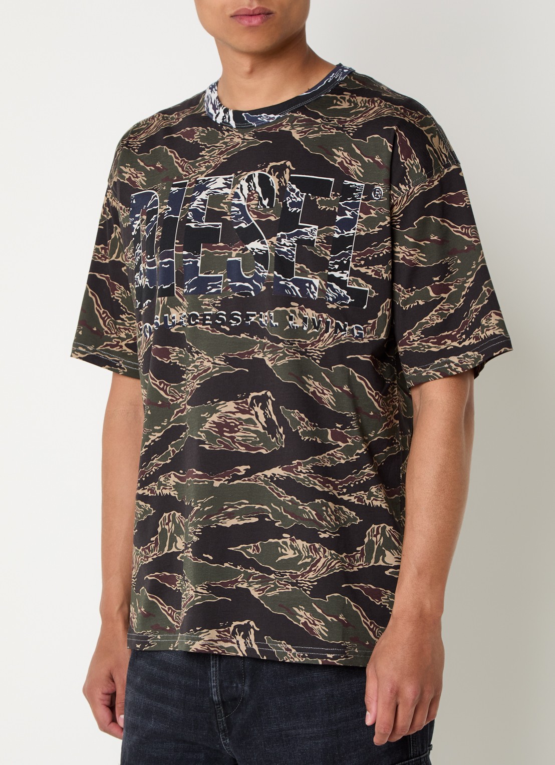 Diesel T-Boxt T-shirt met print - detail 4 legergroen