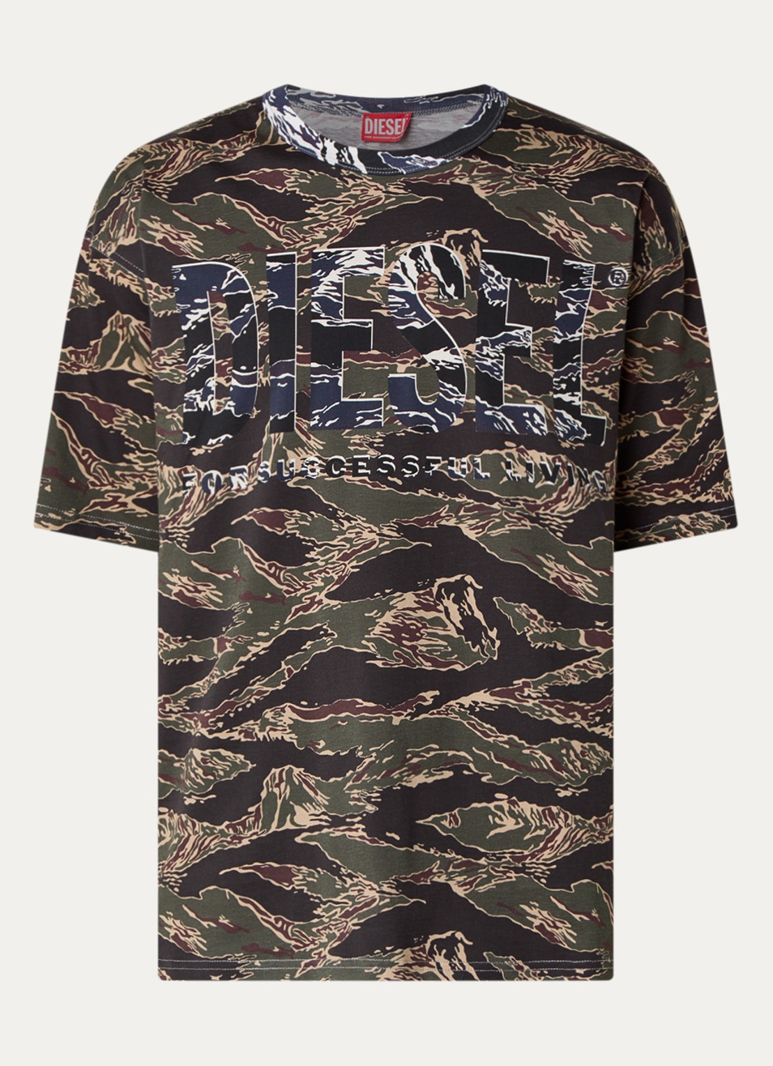 Diesel T-Boxt T-shirt met print - voorkant 2 legergroen