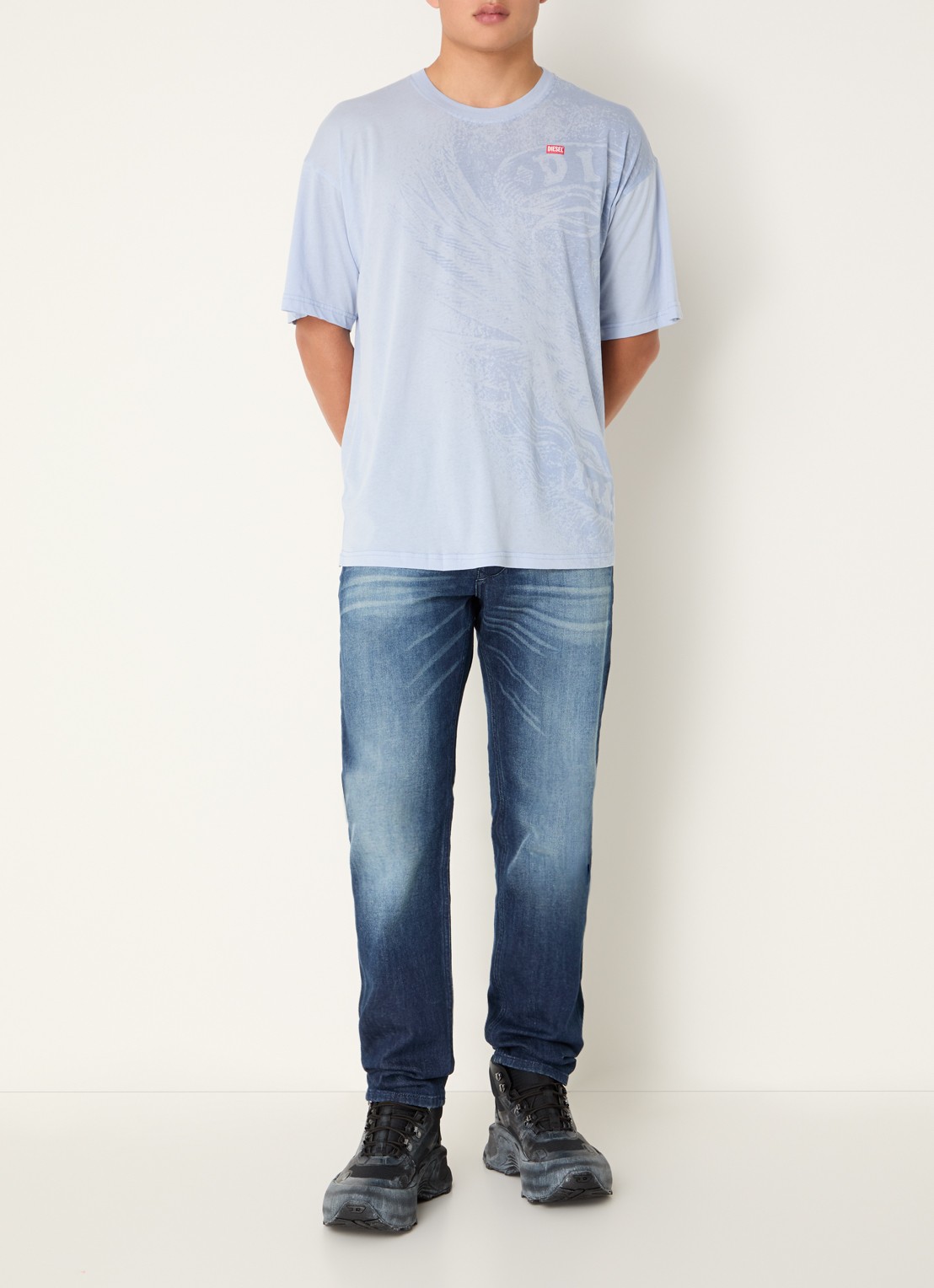 Diesel T-Boxt T-shirt met print - voorkant 3 blauwgrijs