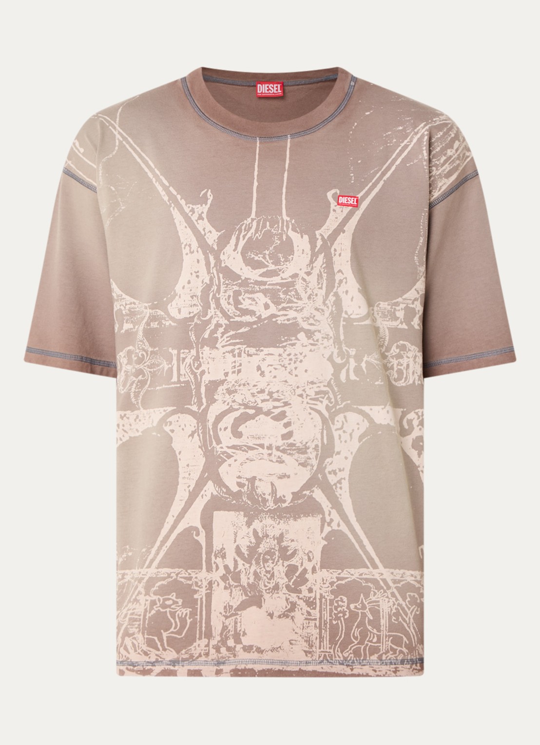 Diesel T-Boxt-T13 T-shirt met print - voorkant 2 lichtbruin