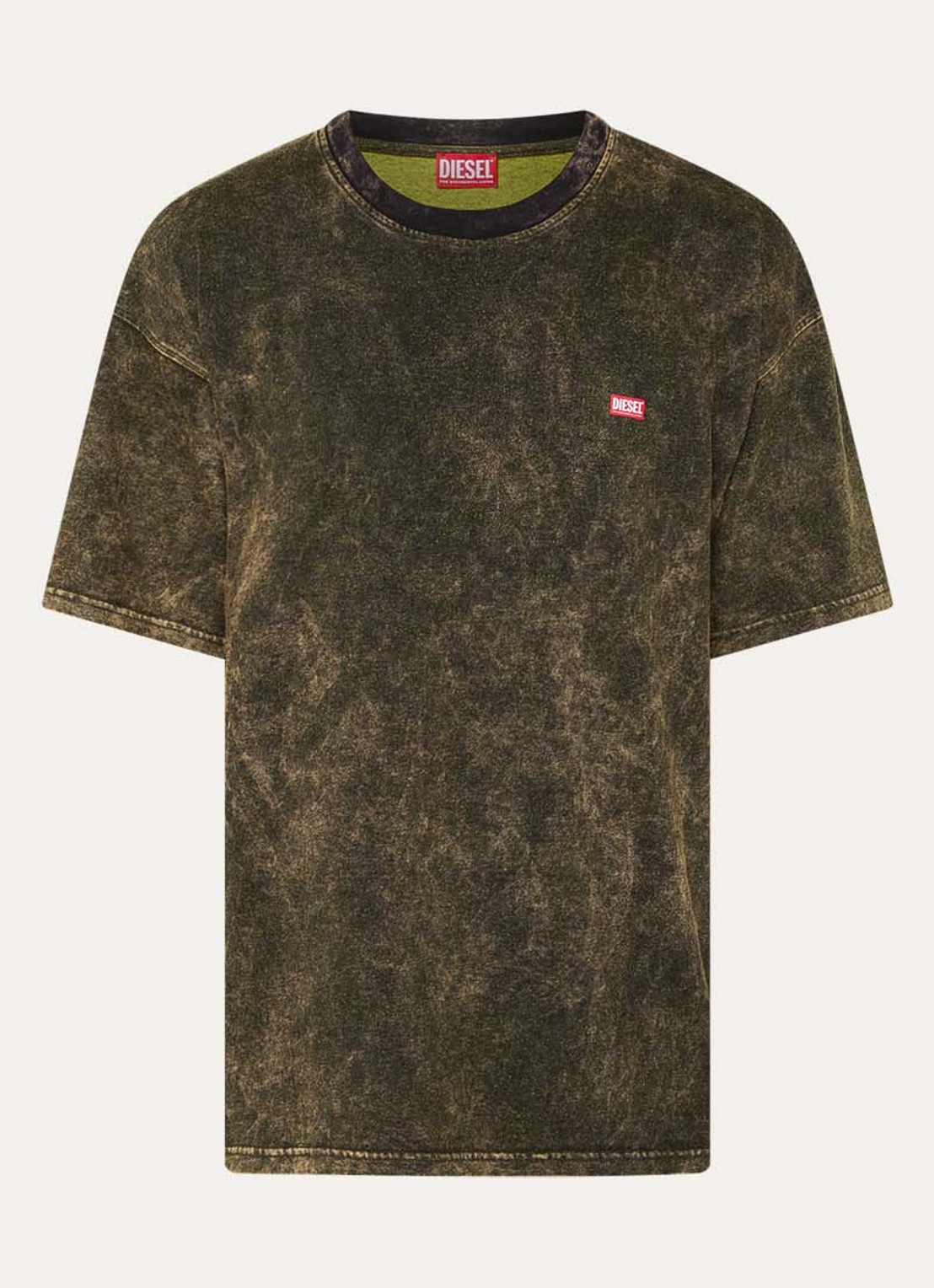 Diesel T-Boxt-T4 T-shirt met verwassen afwerking - voorkant legergroen