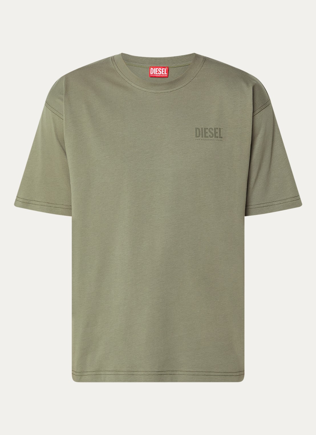 Diesel T-Boxt-V8 T-shirt met logo- en backprint - voorkant legergroen