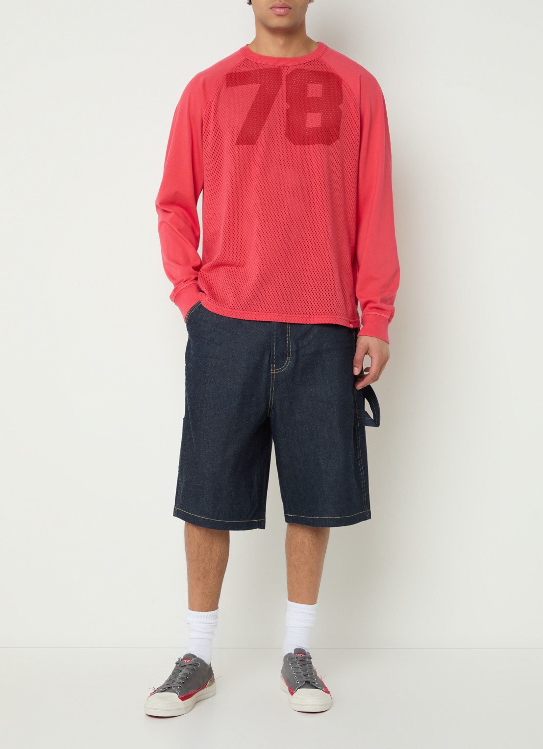 Diesel T-Boxter longsleeve met logoprint - voorkant 4 rood