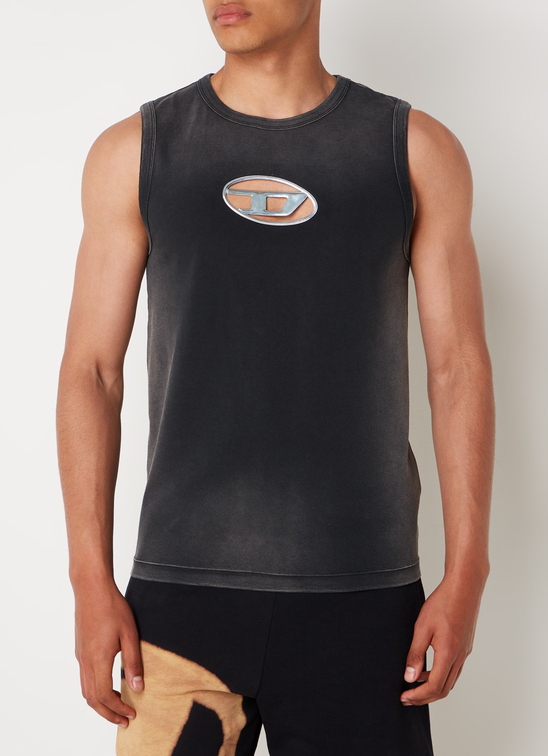 Diesel T-Brico Singlet met logo - detail 3 donkergrijs