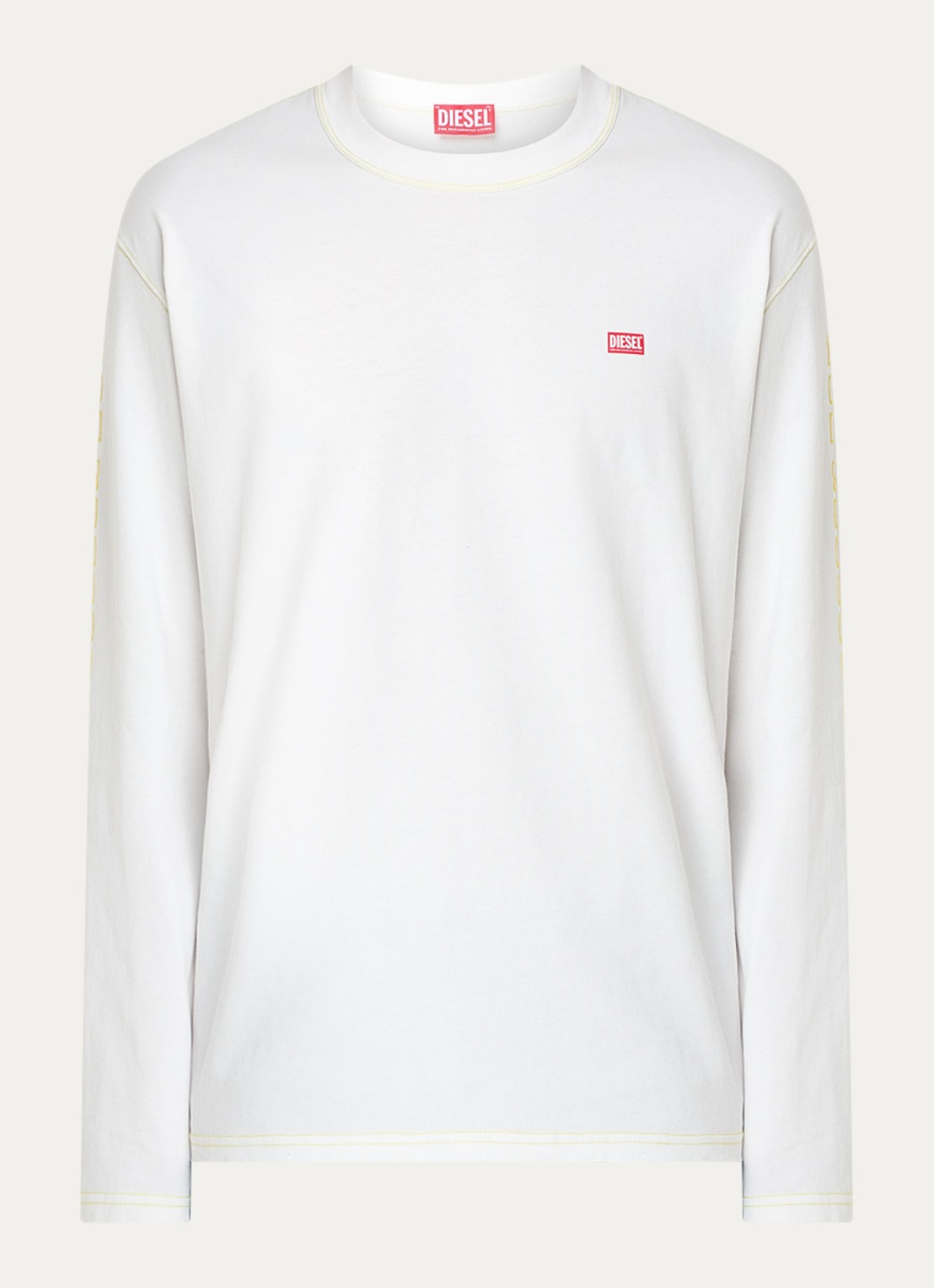 Diesel T-Crane longsleeve met logo- en backprint - voorkant 2 wit