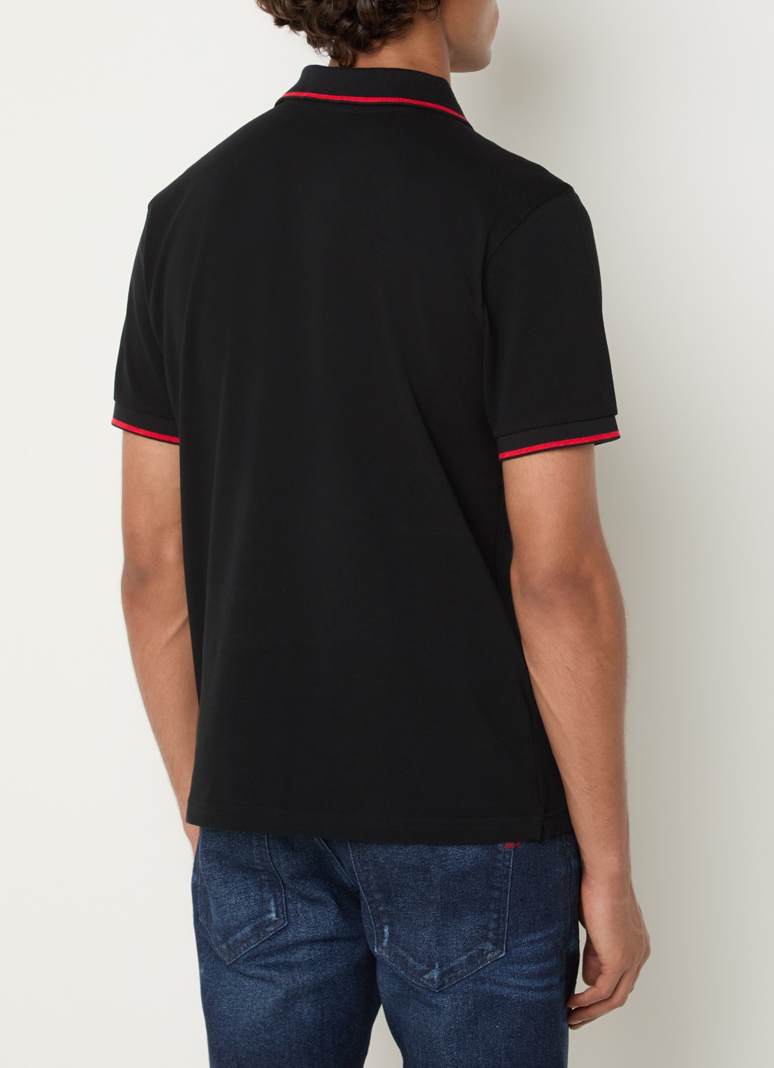 Diesel T-Ferry regular fit polo met logoborduring - achterkant 3 zwart