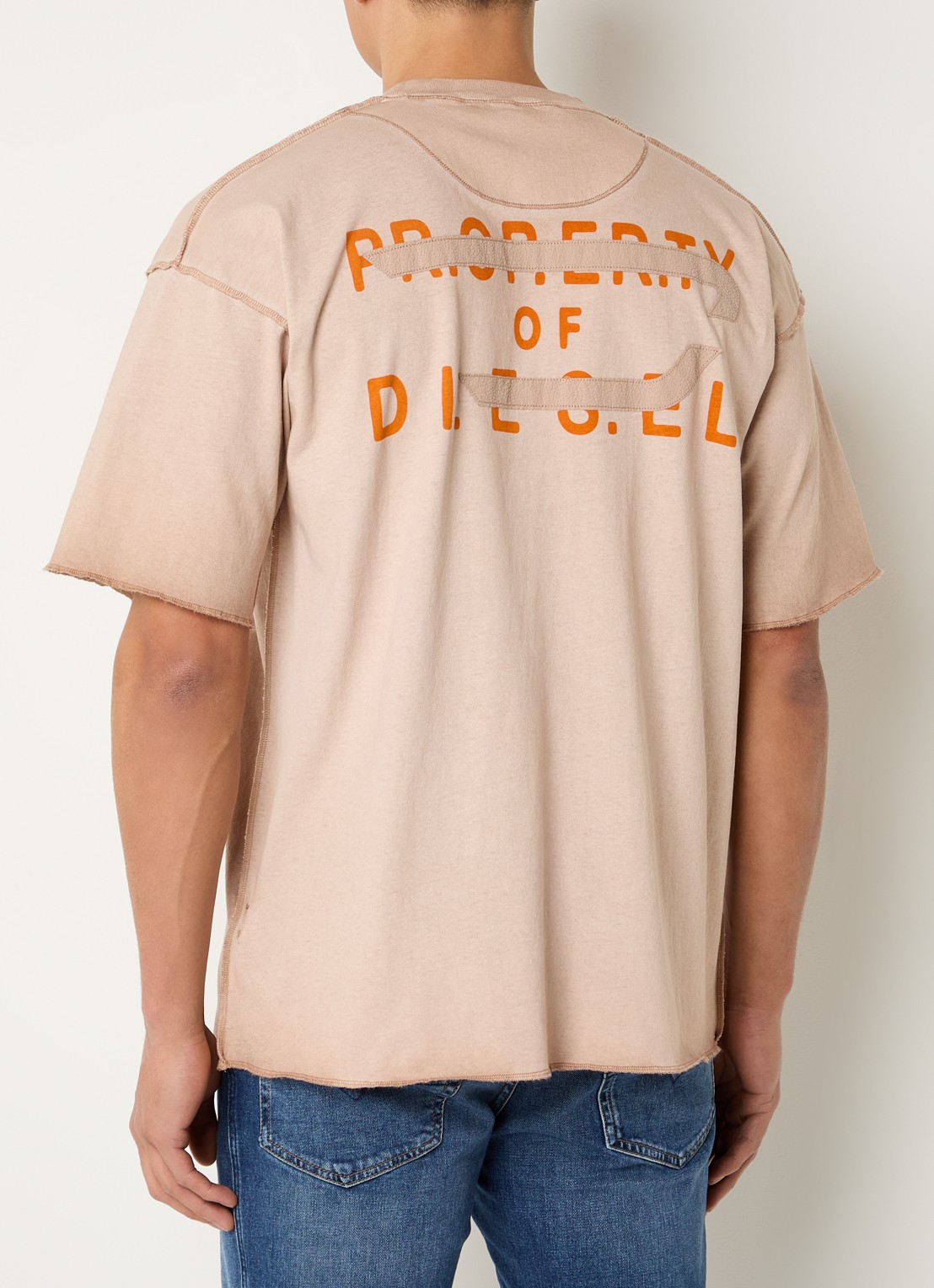 Diesel T-Look T-shirt met print - achterkant 4 zand