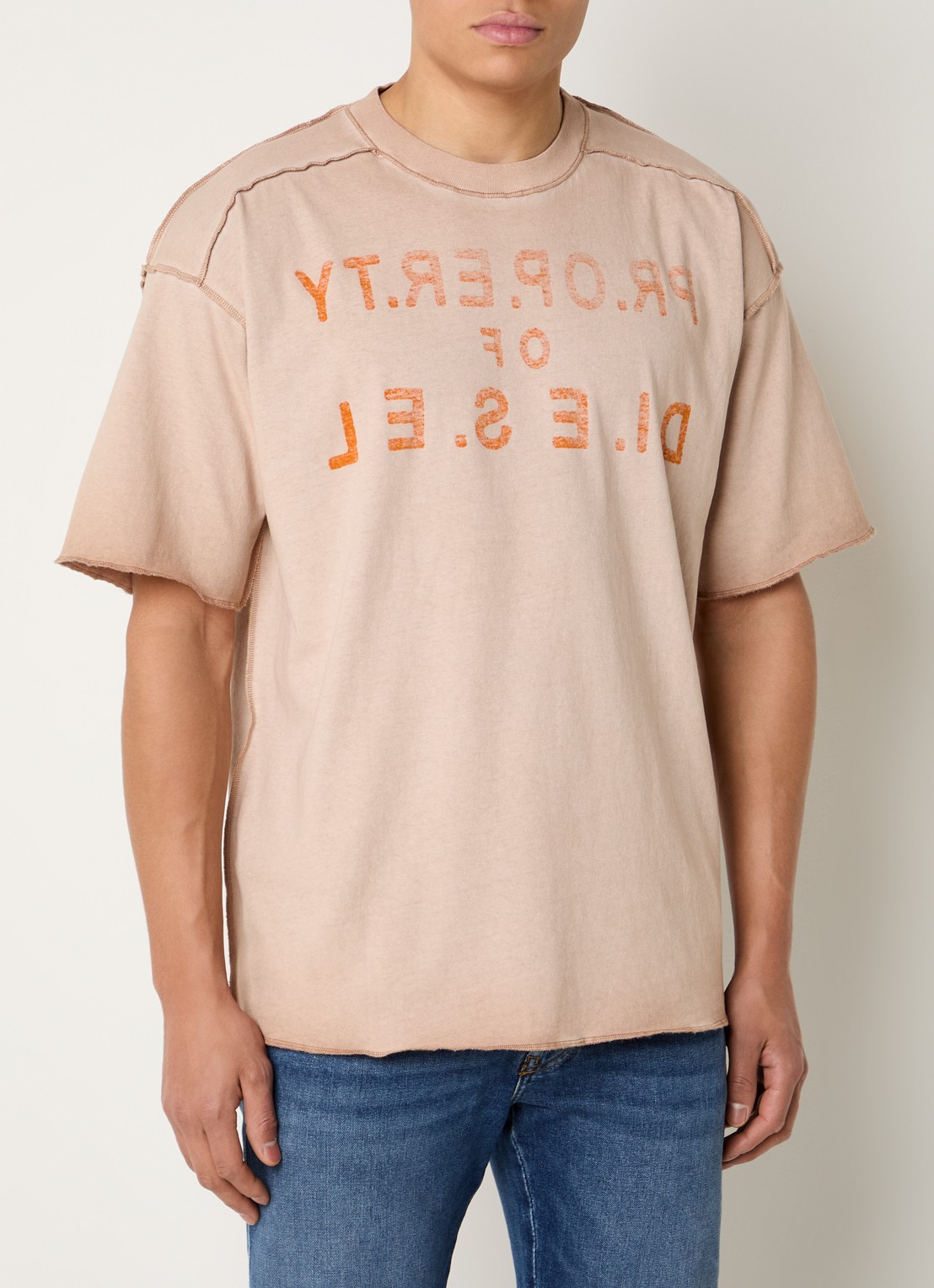 Diesel T-Look T-shirt met print - detail zand