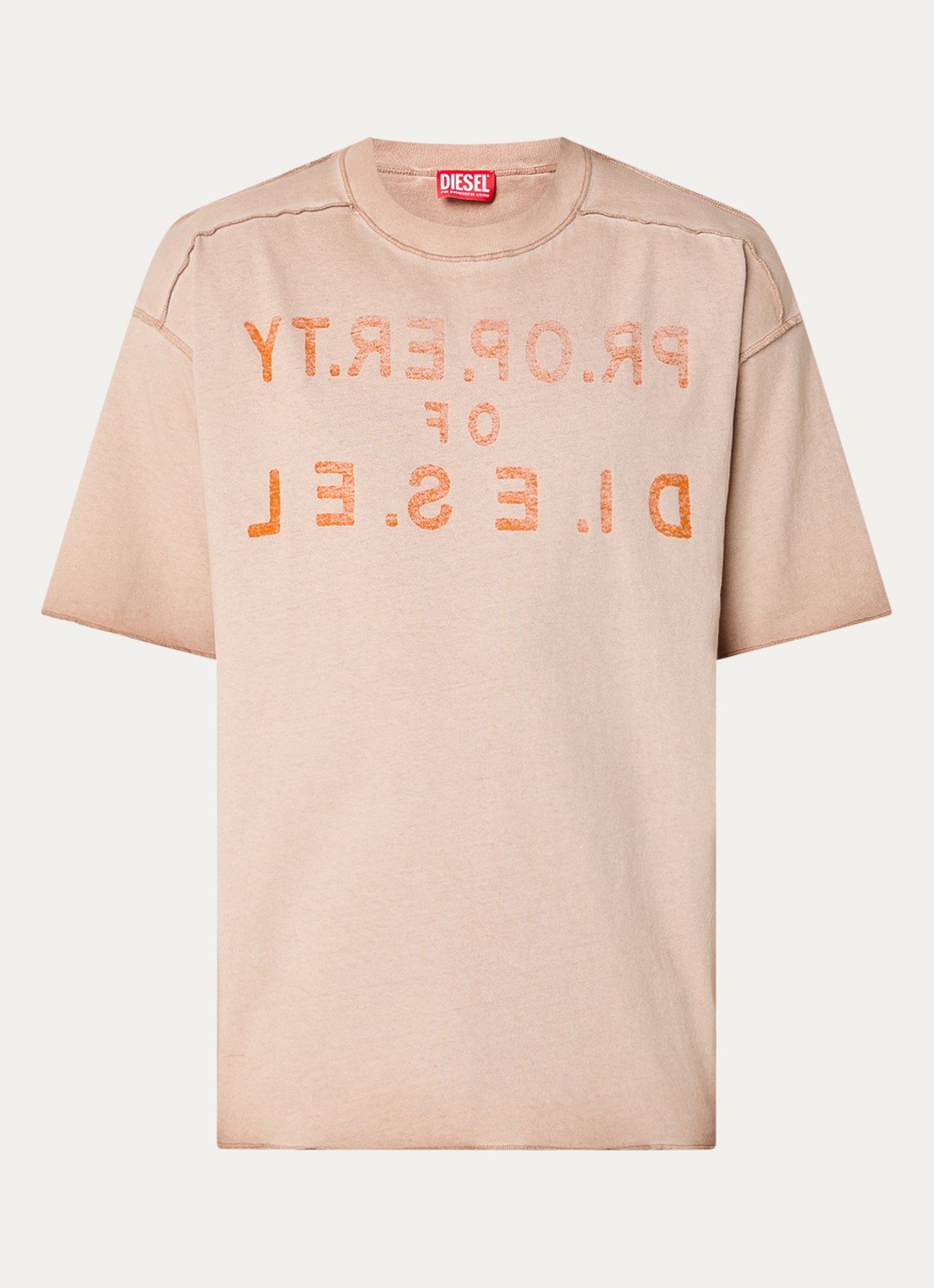 Diesel T-Look T-shirt met print - voorkant 2 zand