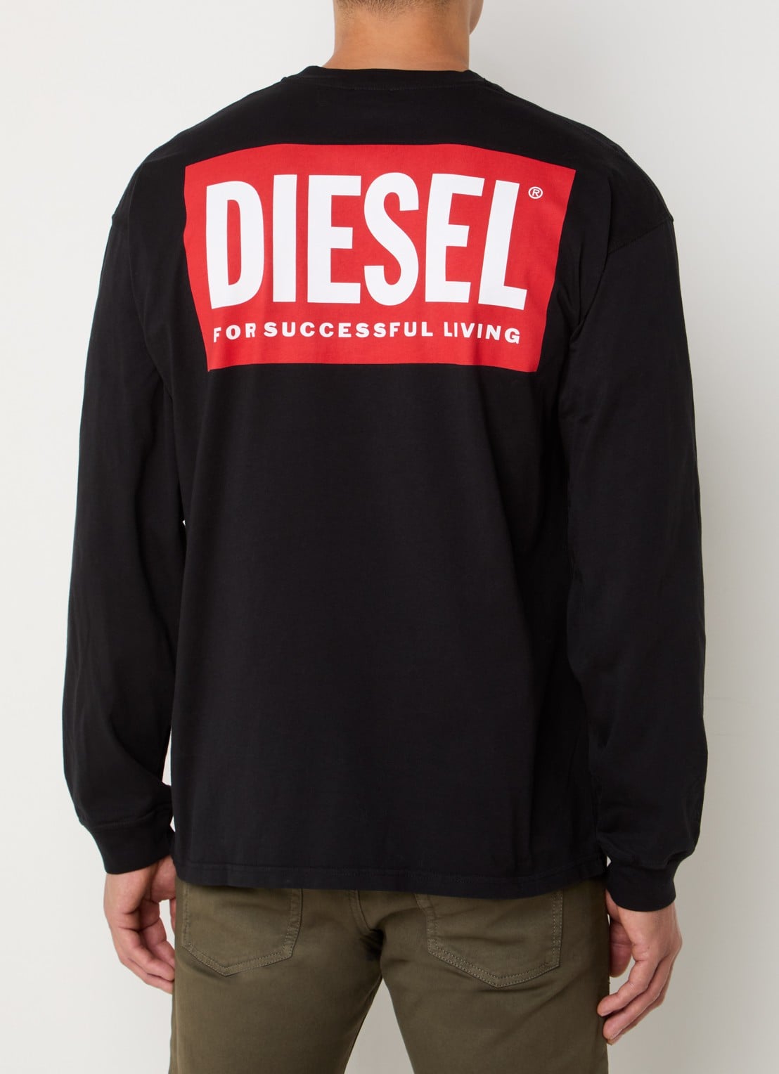 Diesel T-Madjust-Ls longsleeve met logo - achterkant 2 zwart