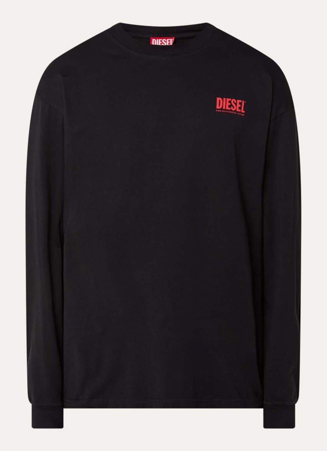 Diesel T-Madjust-Ls longsleeve met logo - voorkant 3 zwart