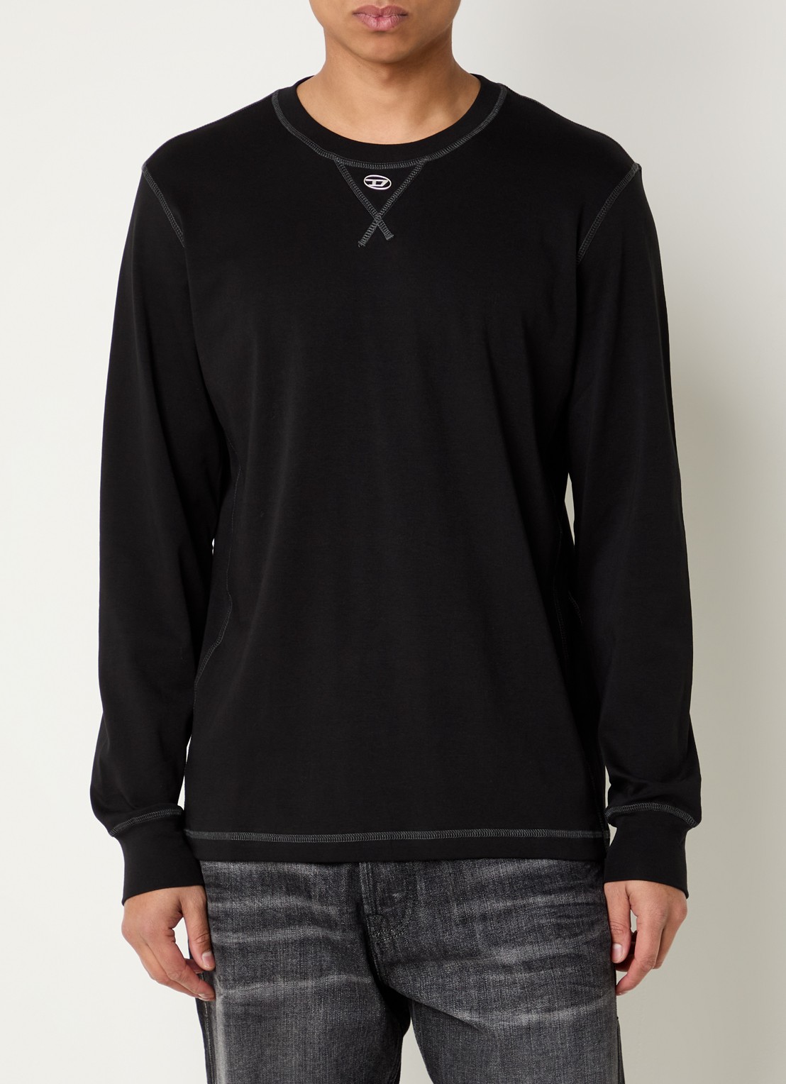 Diesel T-Madjust-Ls-Tr longsleeve met logo - detail 4 zwart