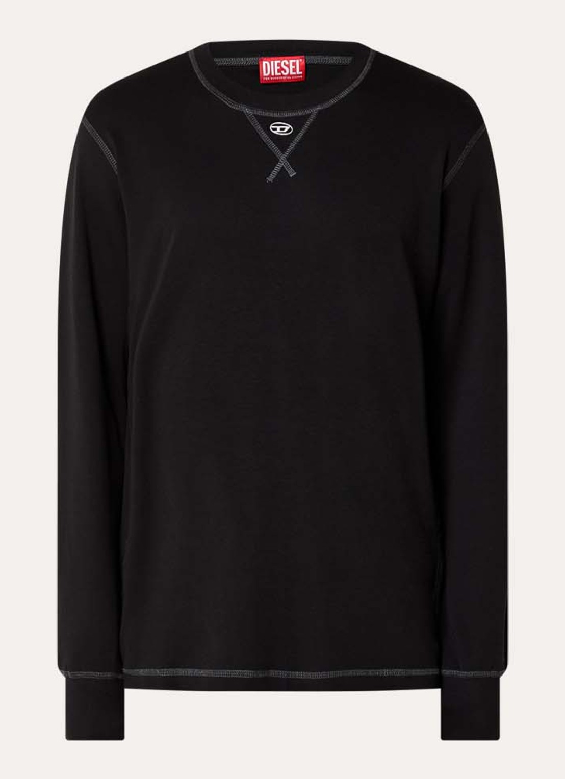 Diesel T-Madjust-Ls-Tr longsleeve met logo - voorkant zwart
