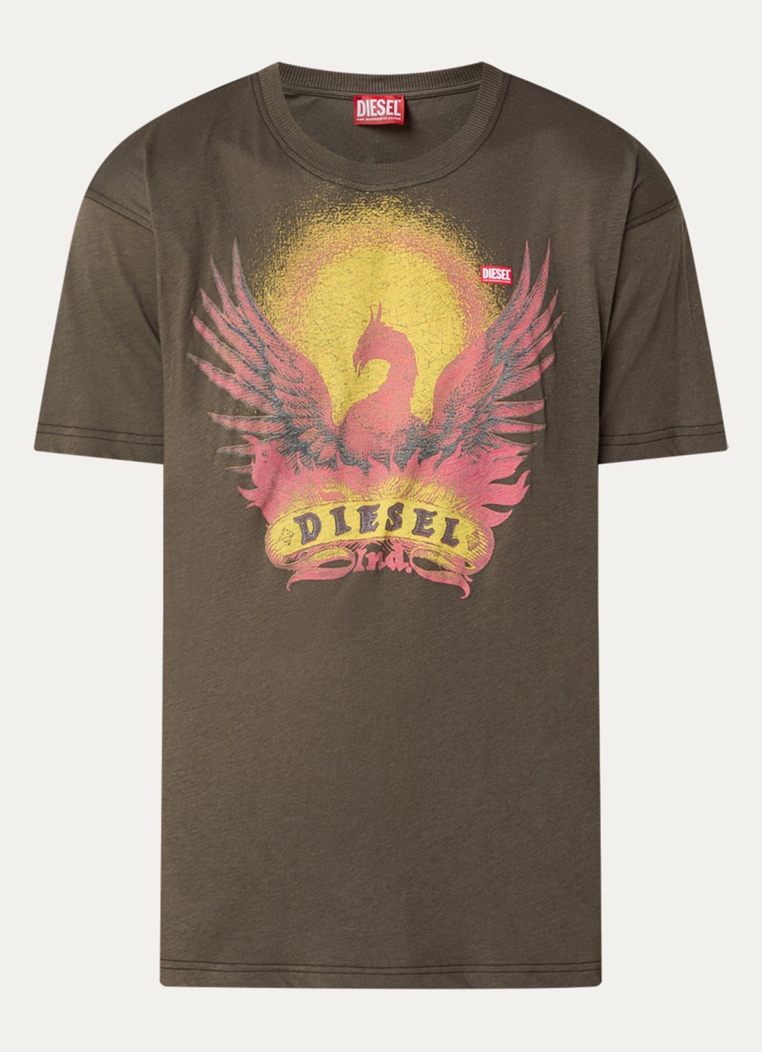 Diesel T-Norm-AA1 T-shirt met print - voorkant bronsgroen