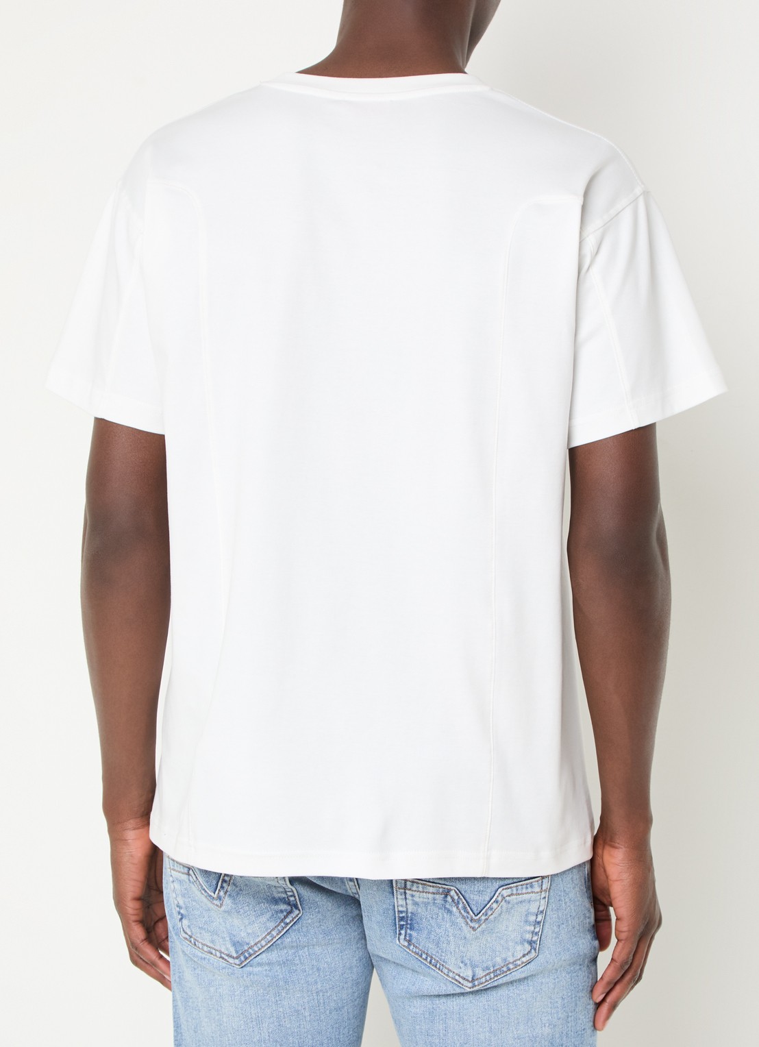 Diesel T-Norm-Int T-shirt met logoborduring - achterkant 3 gebroken wit