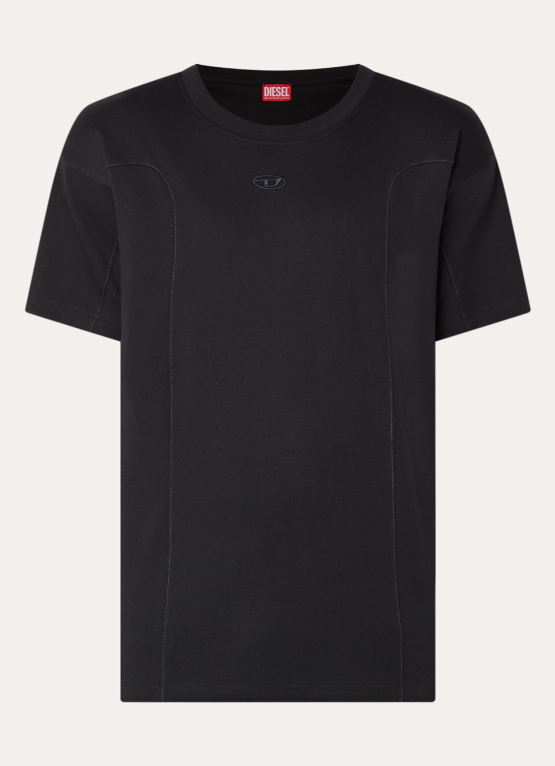 Diesel T-Norm-Int T-shirt met logoborduring - voorkant 2 zwart