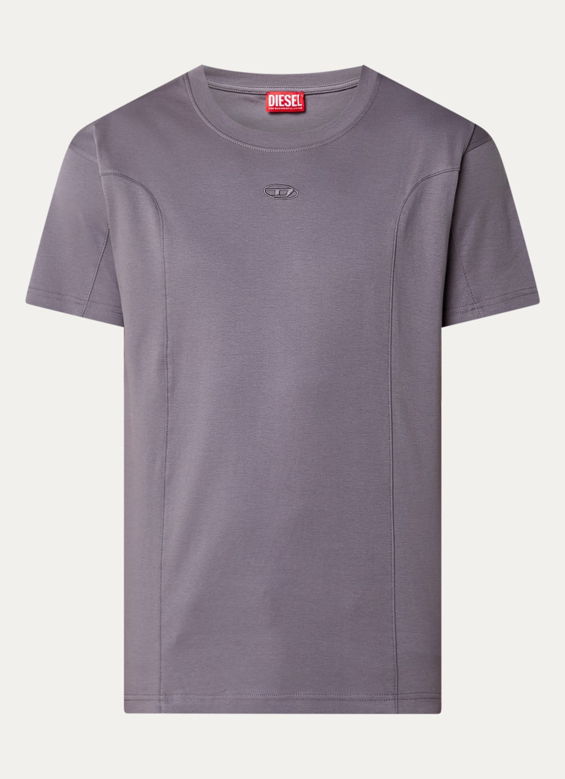 Diesel T-Norm-Int T-shirt met logoborduring - voorkant taupe