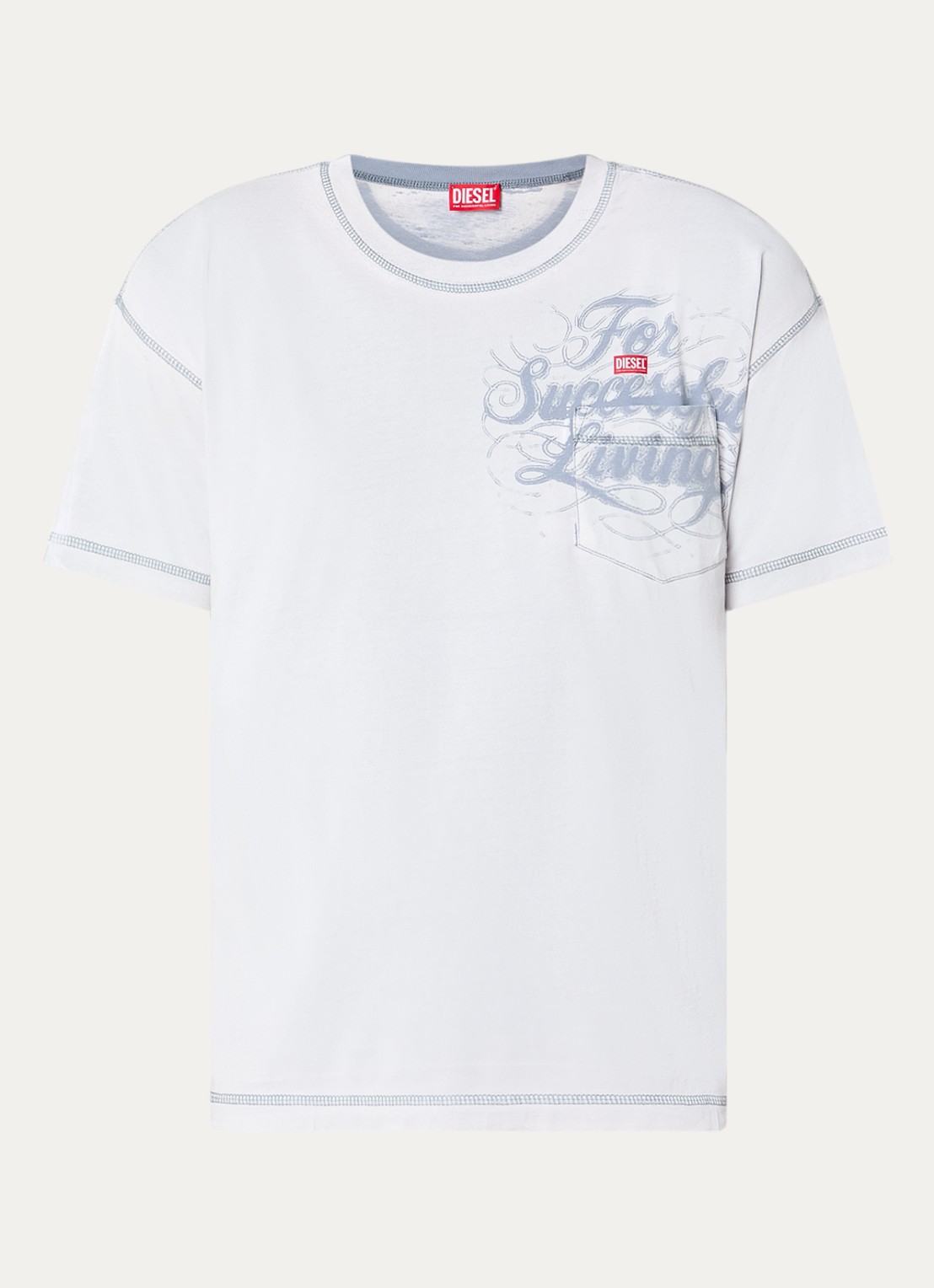 Diesel T-Norm-Pocket T-shirt met print - voorkant 3 wit