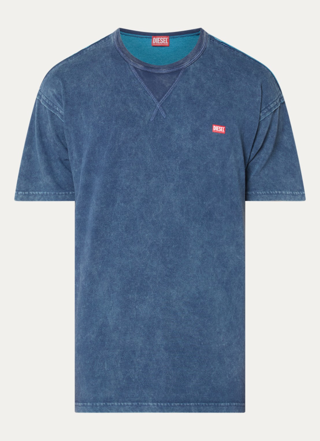 Diesel T-Norm-Raw T-shirt met logoprint - voorkant 3 indigo