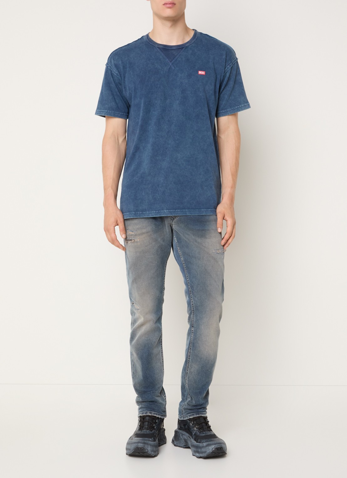 Diesel T-Norm-Raw T-shirt met logoprint - voorkant 4 indigo