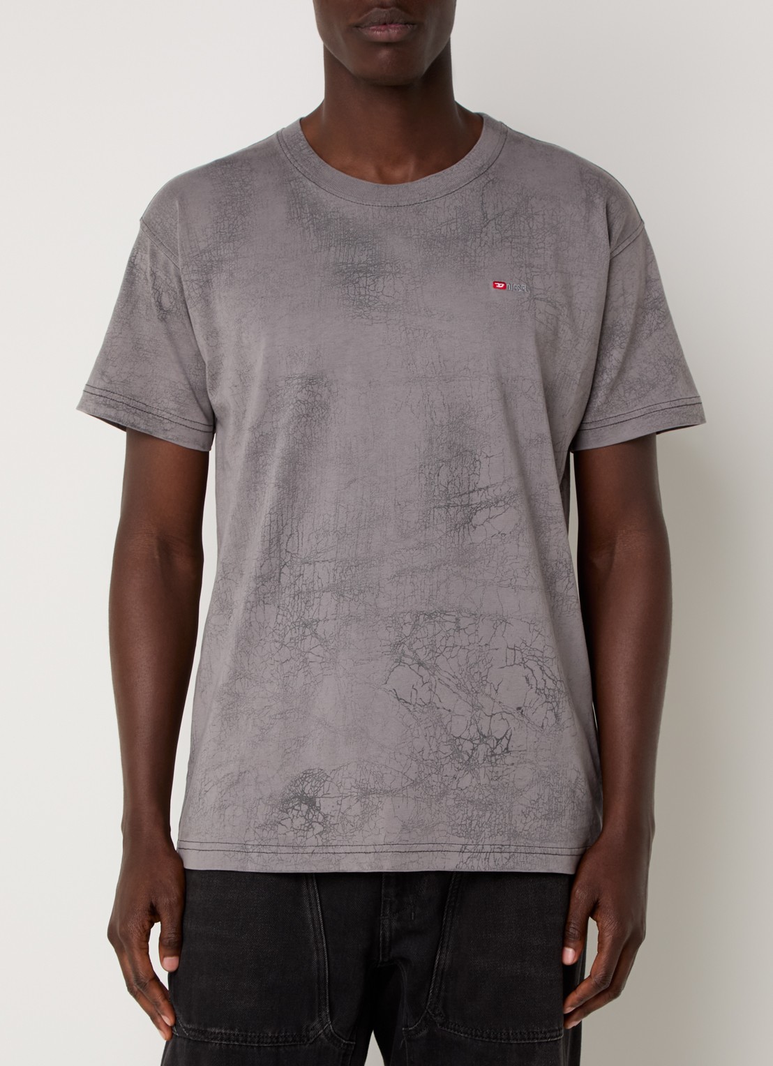 Diesel T-Norm-T8 T-shirt met print en logo - achterkant grijs