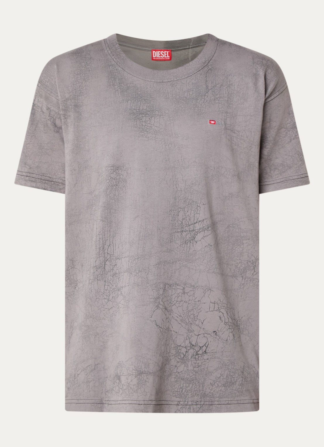 Diesel T-Norm-T8 T-shirt met print en logo - voorkant 3 grijs