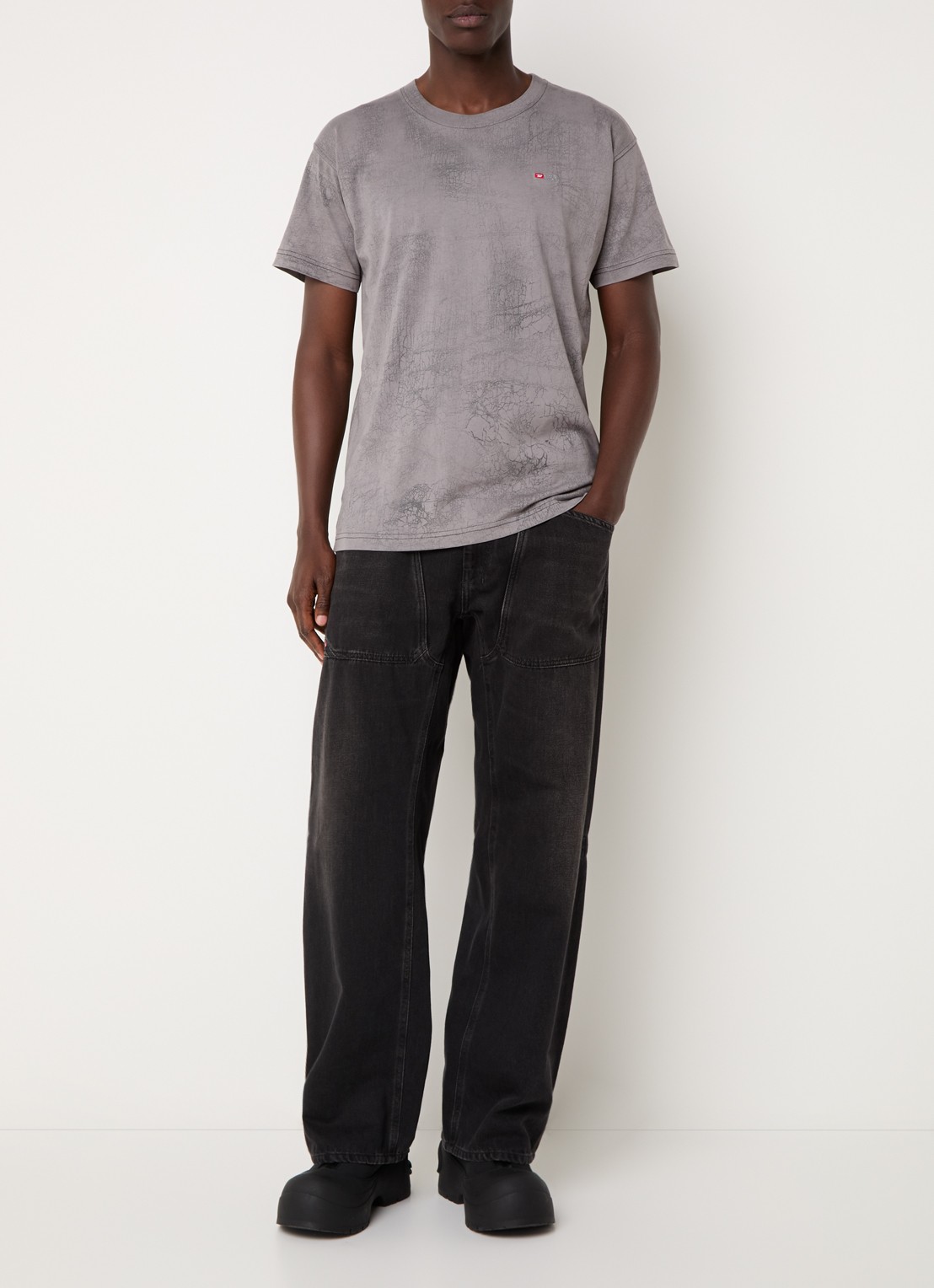 Diesel T-Norm-T8 T-shirt met print en logo - voorkant 4 grijs