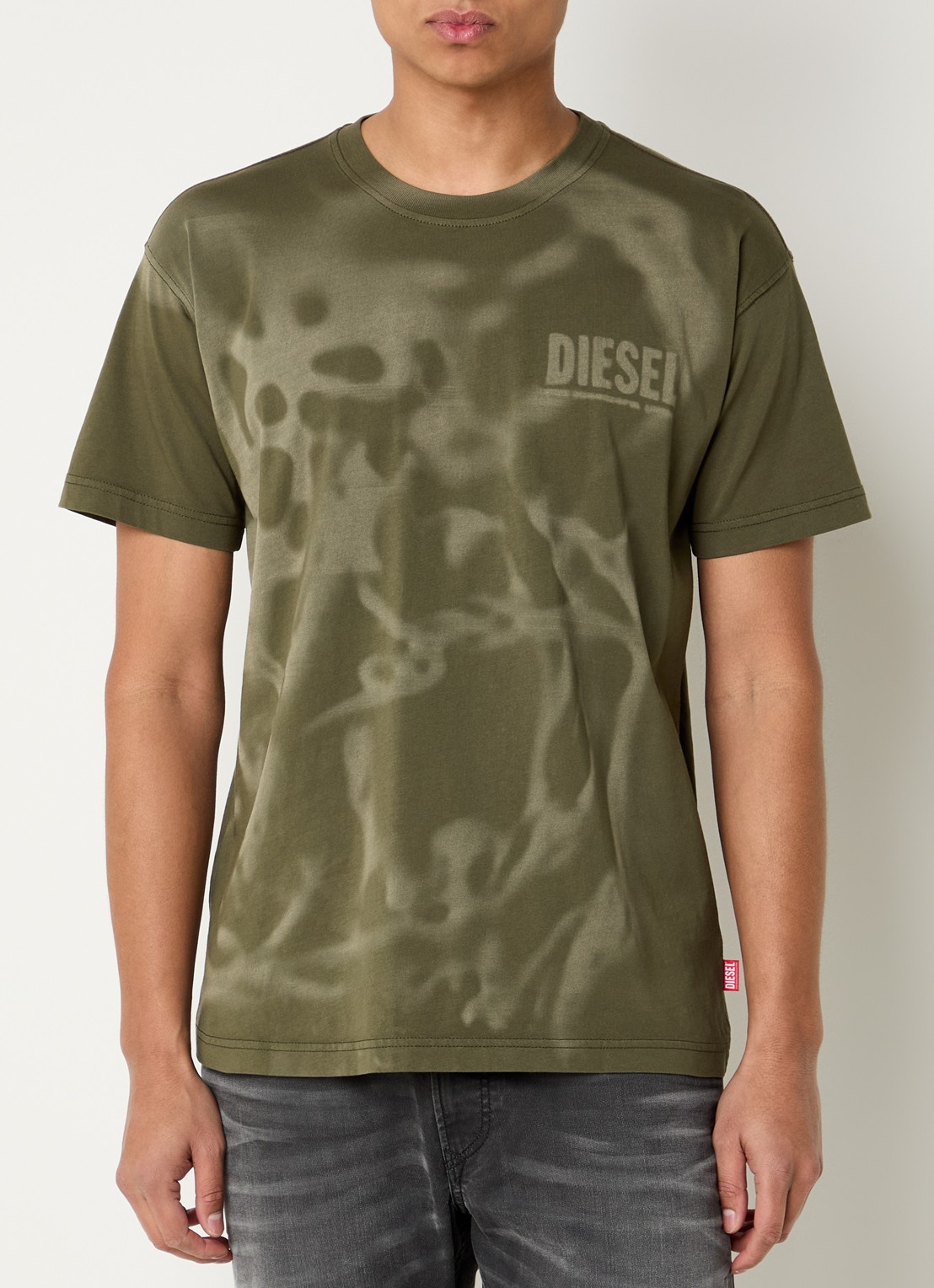 Diesel T-Norm-V7 T-shirt met print en logo - detail groen