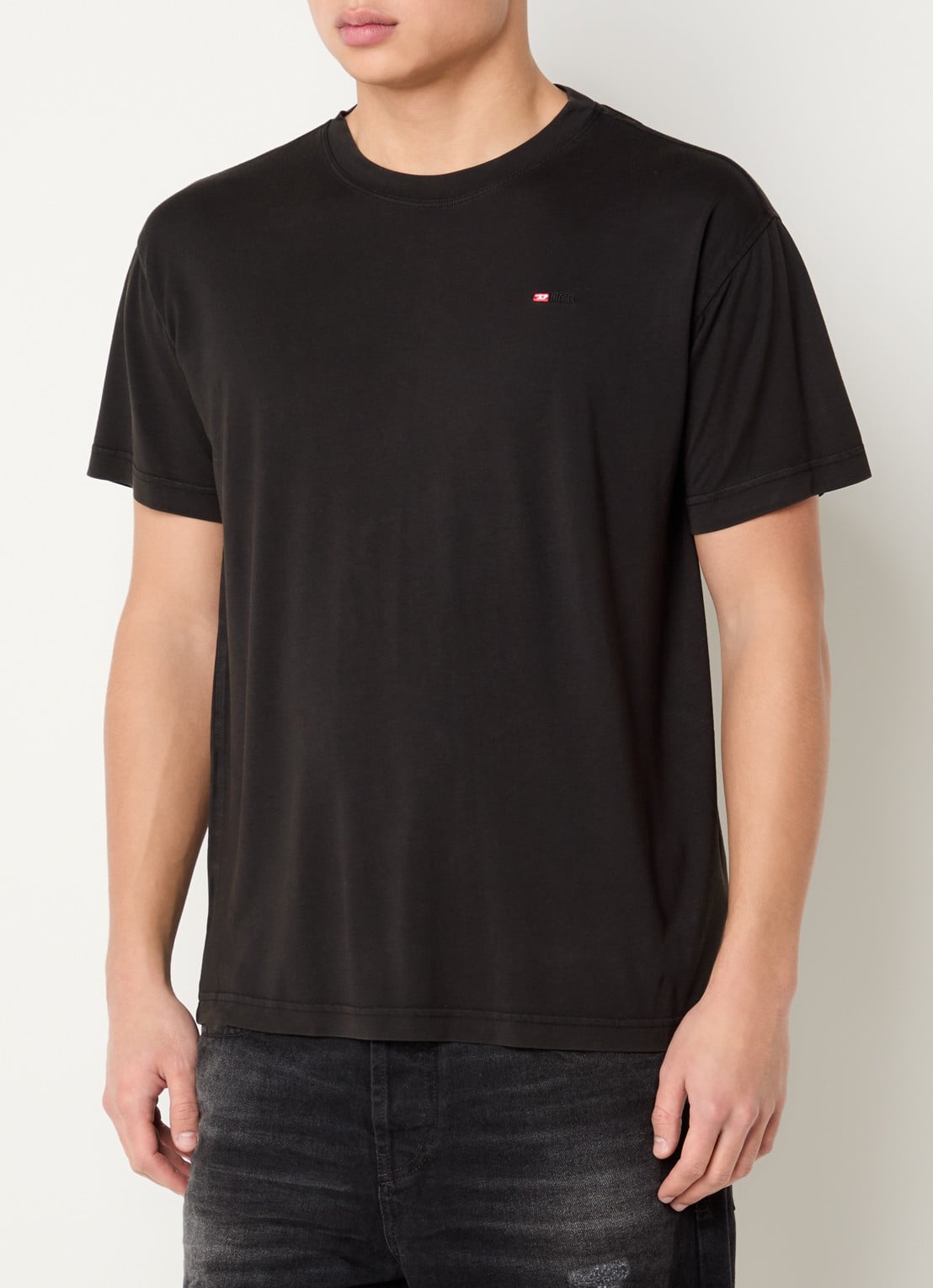 Diesel T-norms T-shirt met logoborduring - detail 3 zwart
