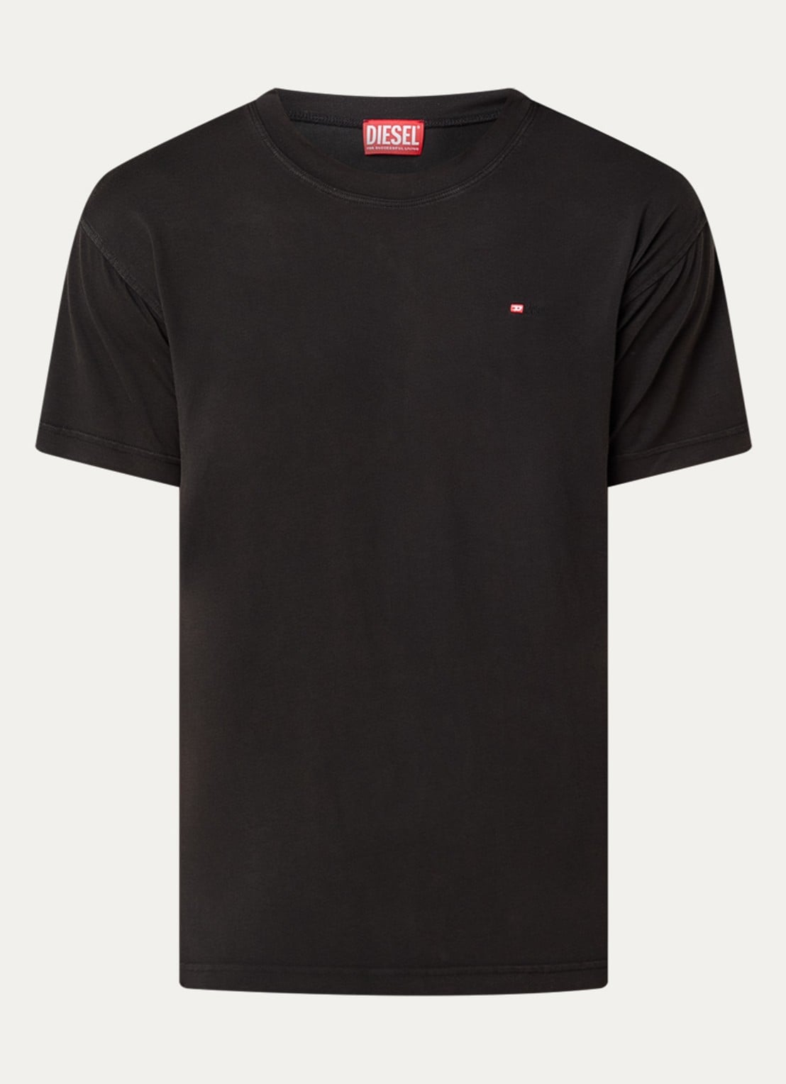 Diesel T-norms T-shirt met logoborduring - voorkant zwart