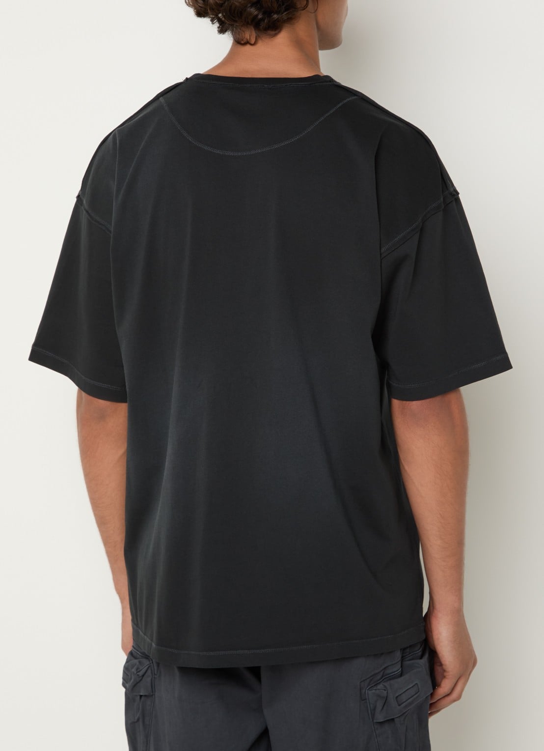 Diesel T-Pock T-shirt met logoborduring - achterkant 2 zwart