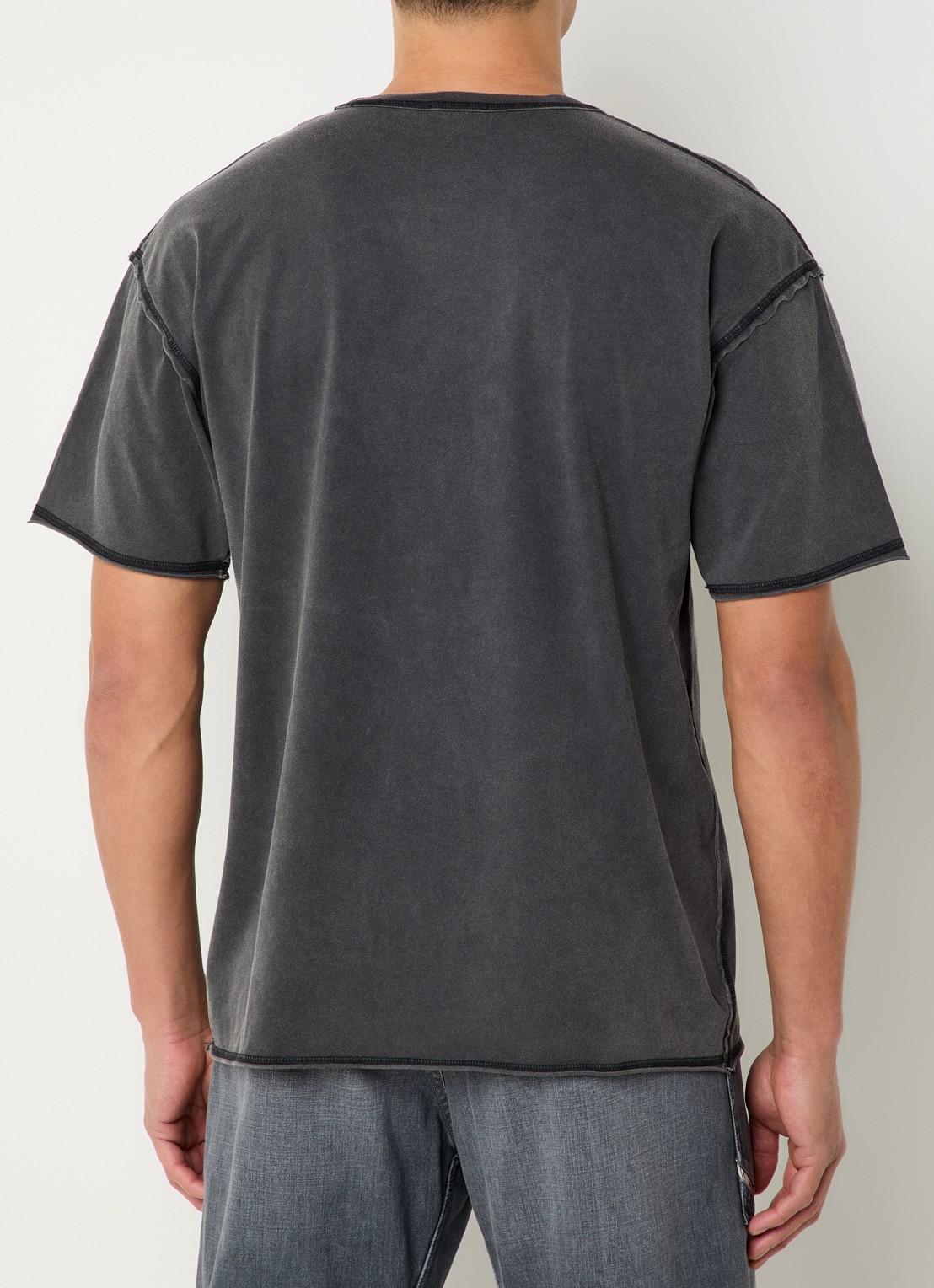 Diesel T-rawboxt T-shirt met logoborduring - achterkant 4 antraciet