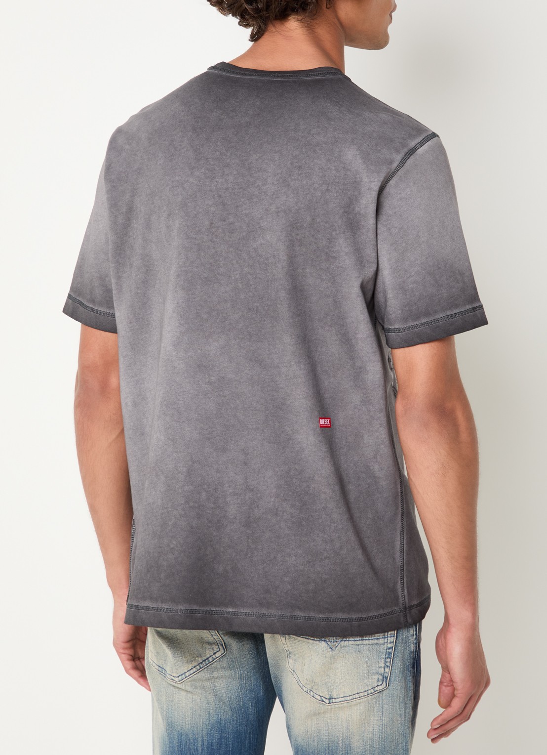 Diesel T-Rawjust T-shirt met structuur - achterkant 3 donkergrijs