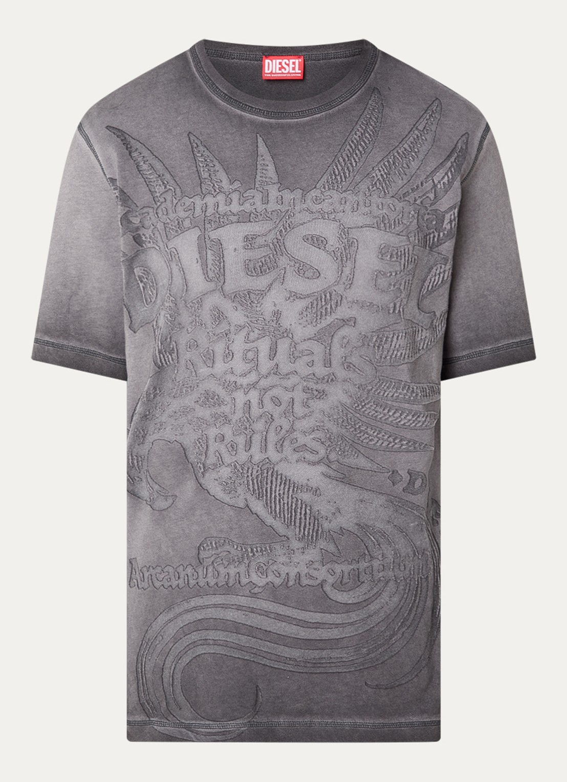 Diesel T-Rawjust T-shirt met structuur - voorkant donkergrijs