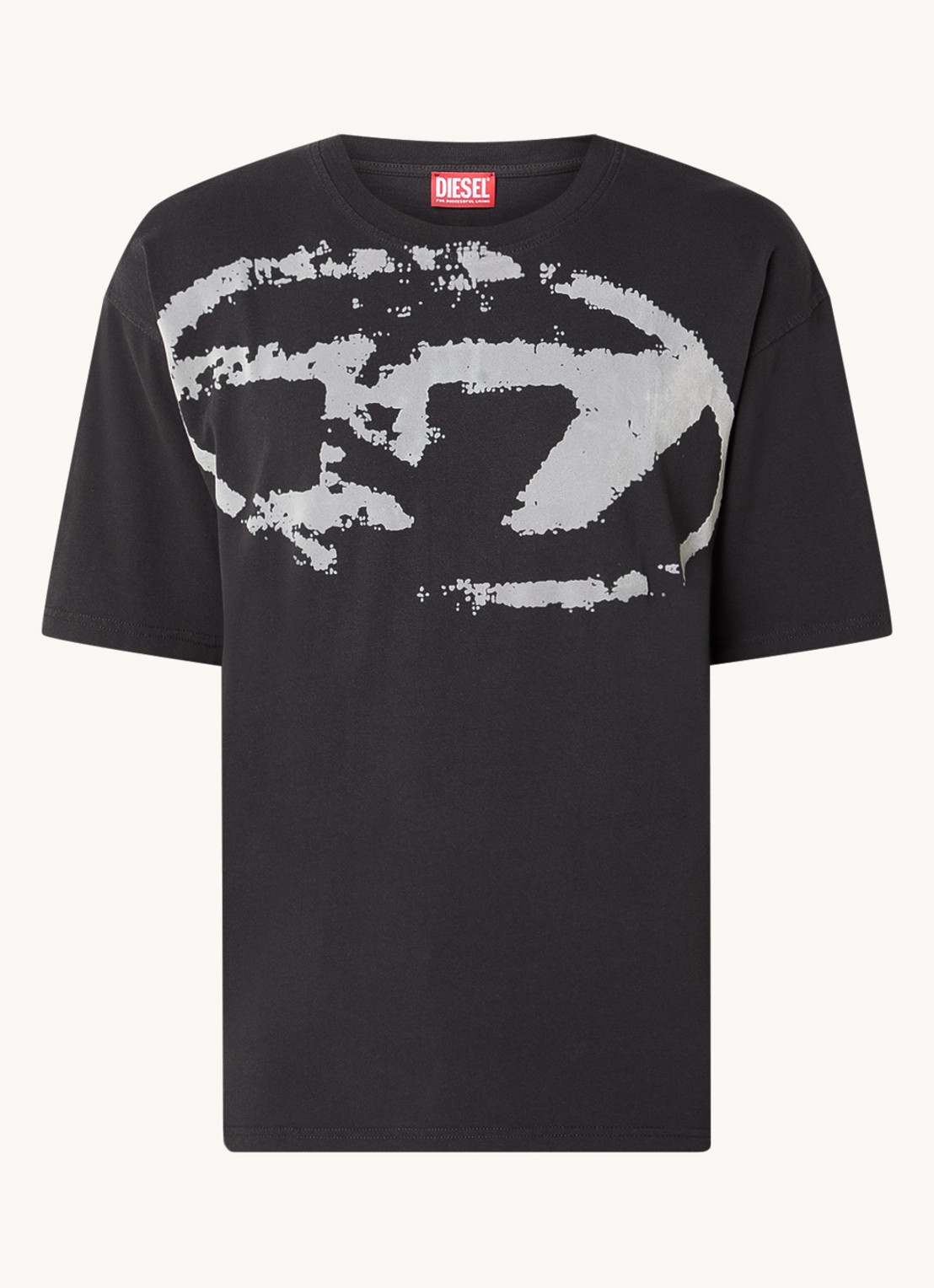 Diesel T-shirt met logoprint - voorkant zwart