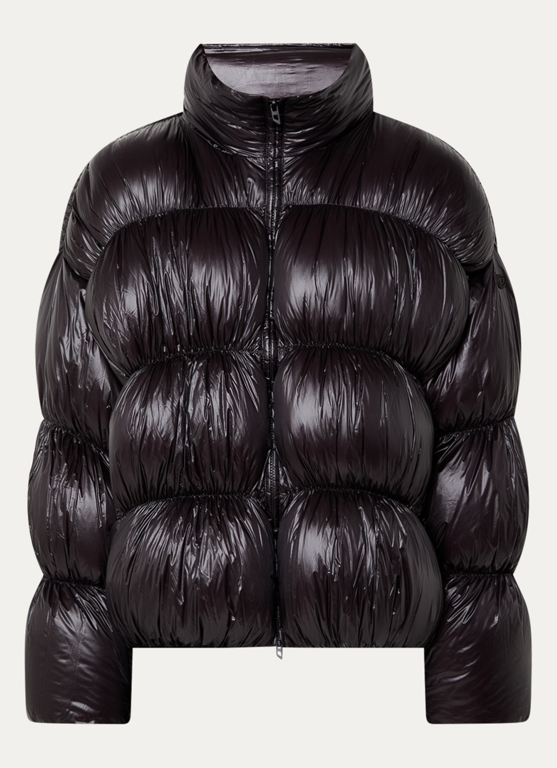Diesel W-Choco puffer jack met ritszakken - voorkant zwart